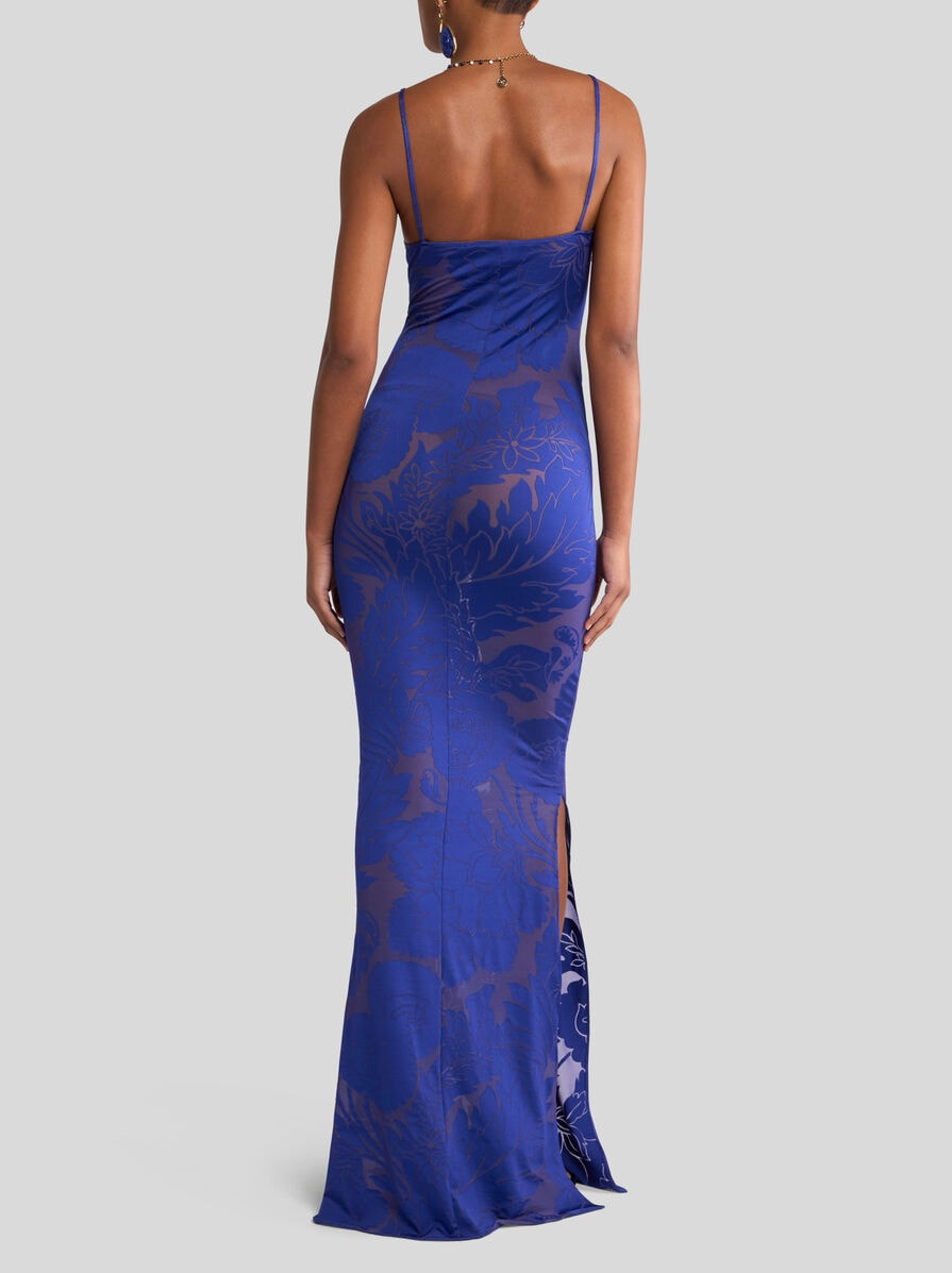LONG FLORAL JACQUARD DRESS - 4