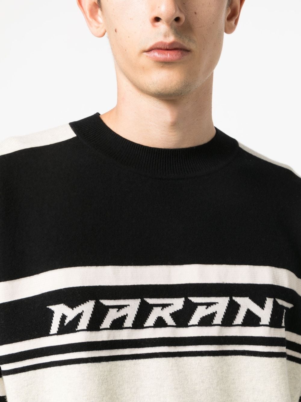 intarsia knit-logo stripe-detail jumper - 5
