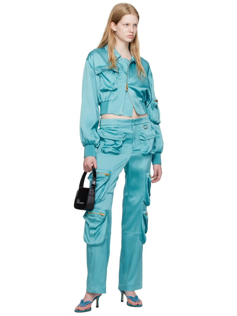 Blumarine Blue Cargo Bomber Jacket outlook