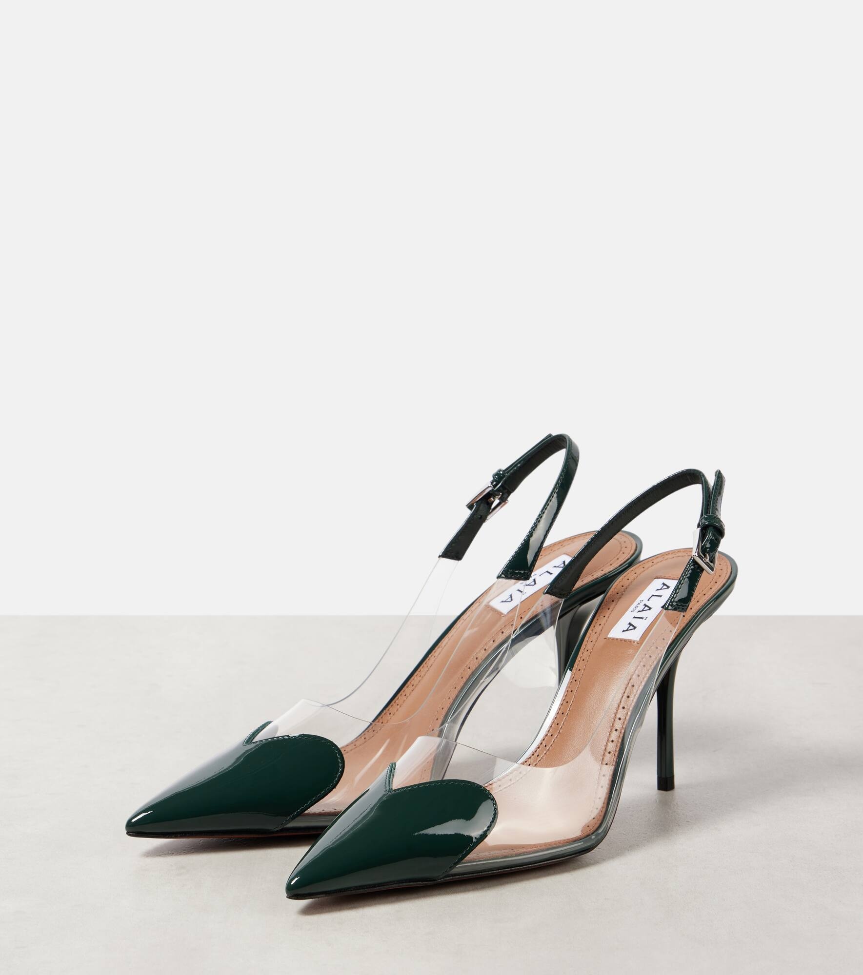 Le Cœur 90 patent leather and PU slingback pumps - 4
