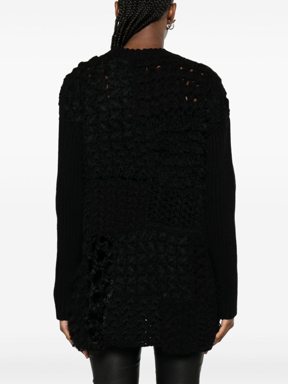 panelled open-knit jumper - 4