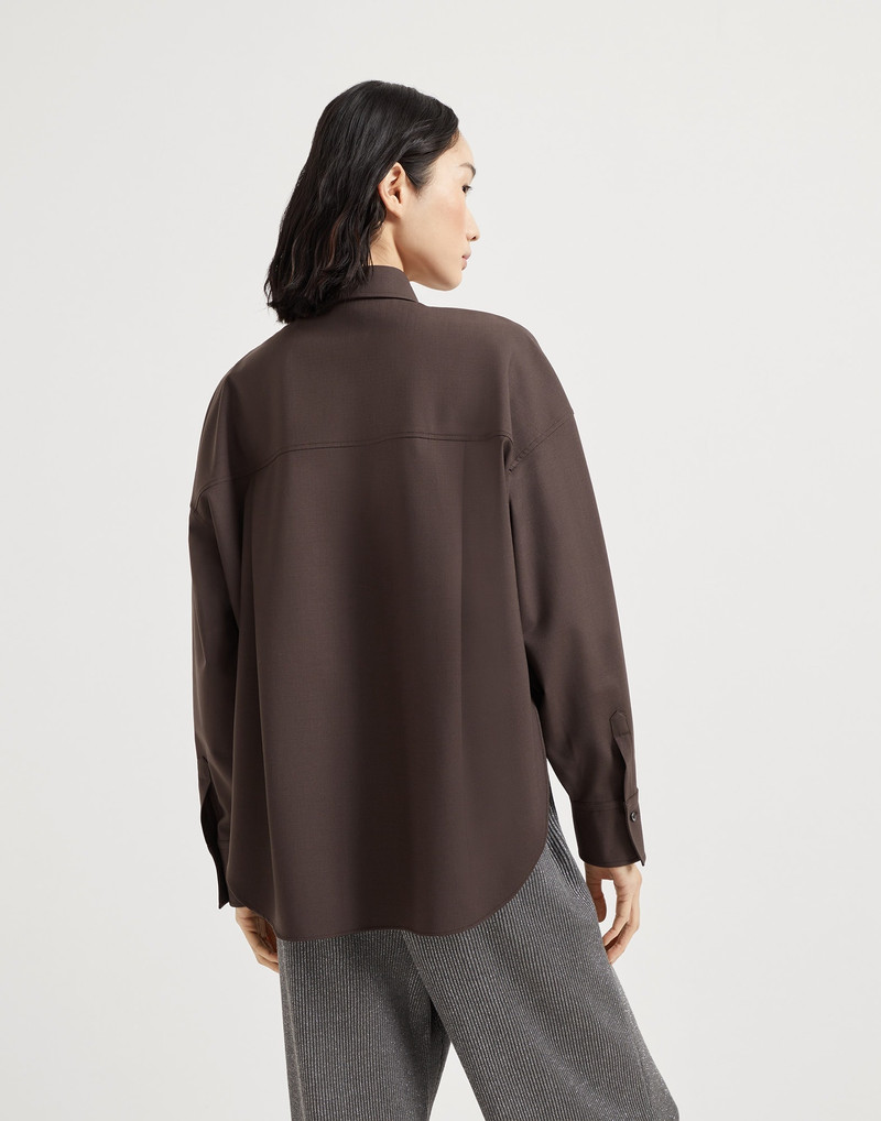 Brunello Cucinelli Tropical luxury wool shirt with shiny tab outlook