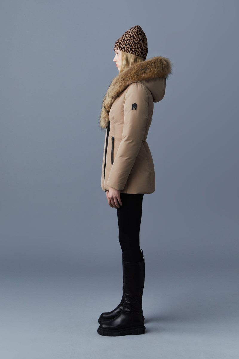 ADALI down coat with natural fur Signature Mackage Collar 3