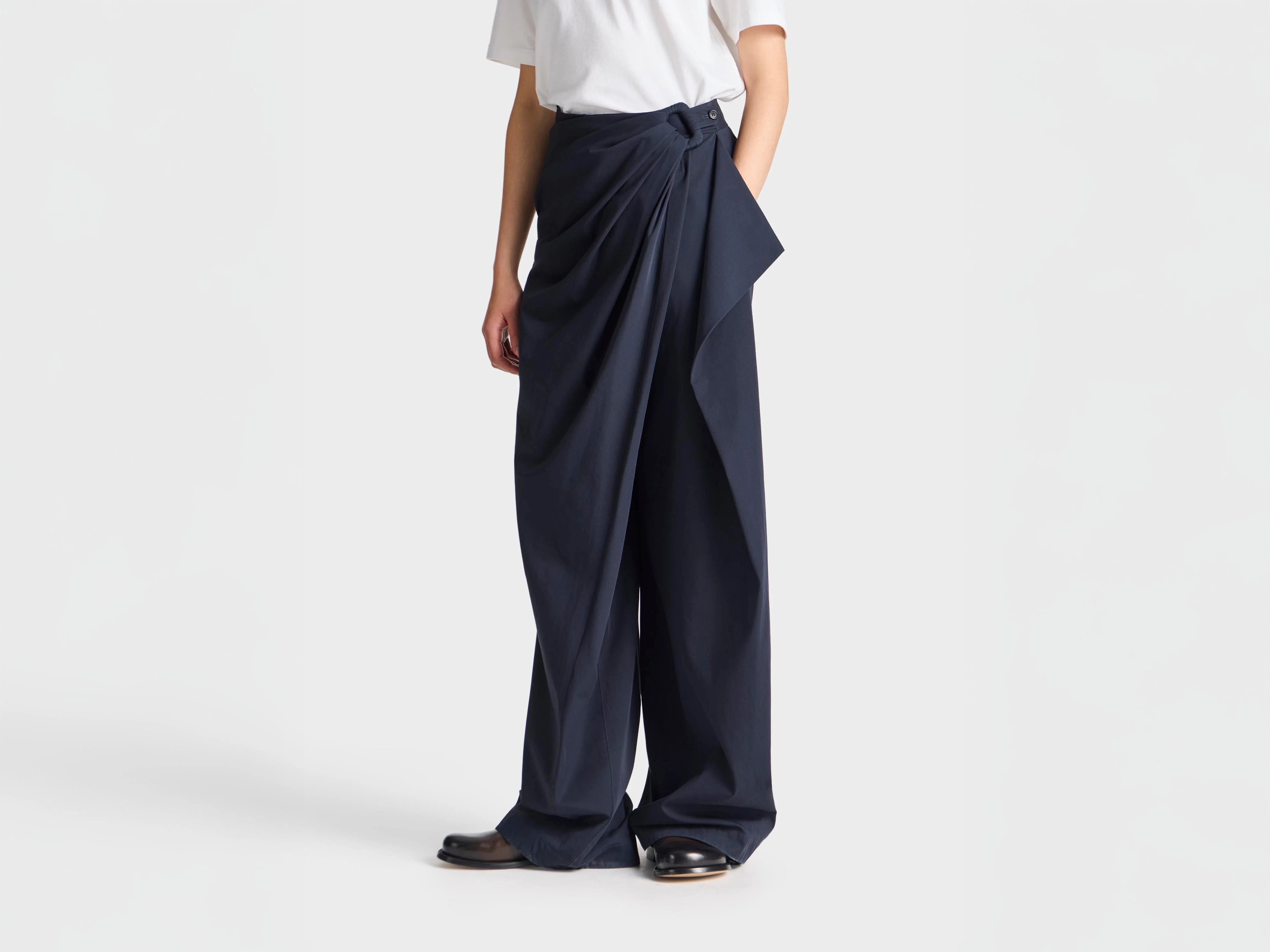 WOMENS FOLD OVER TROUSERS IN NAVY - 1