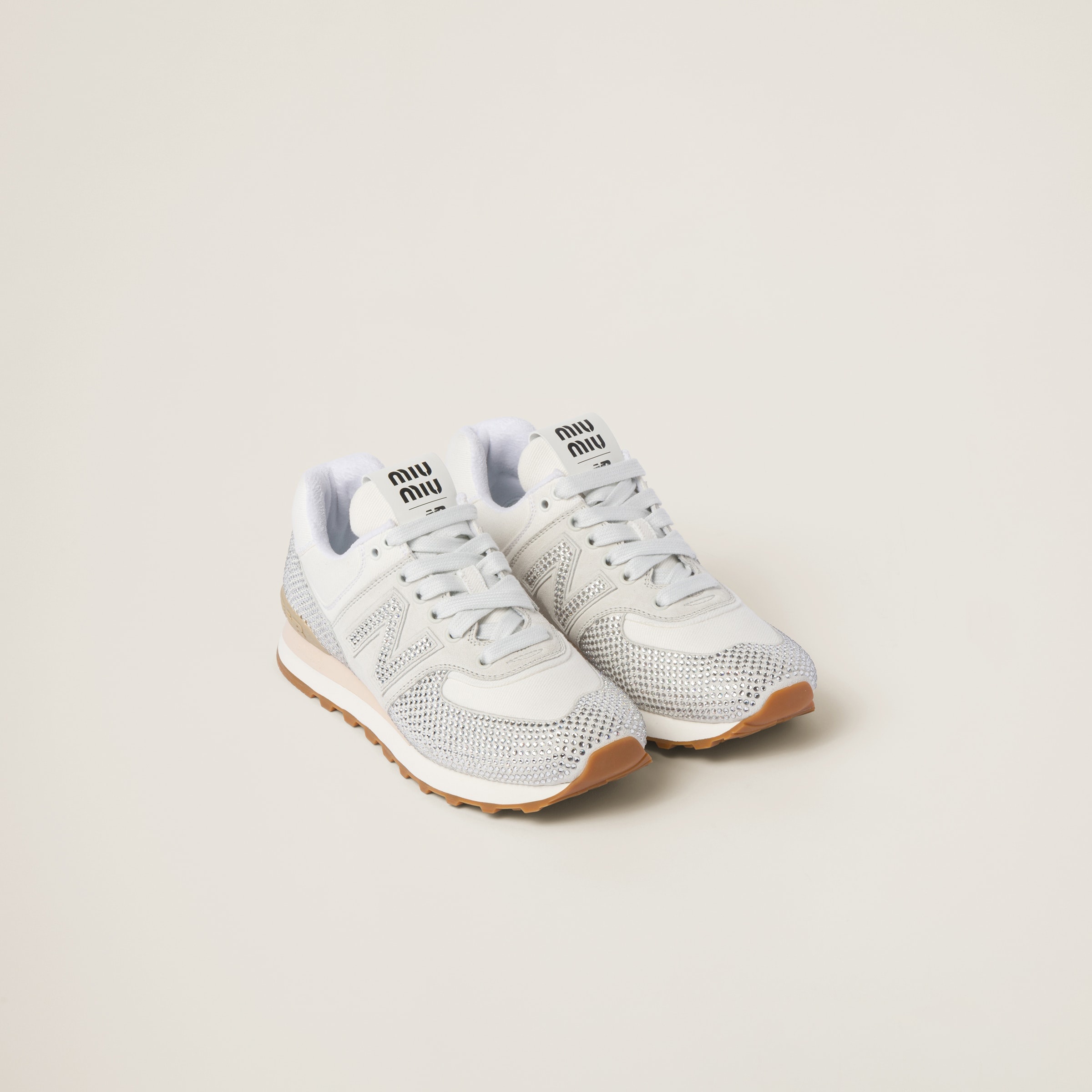 574 New Balance x Miu Miu suede and denim sneakers - 1