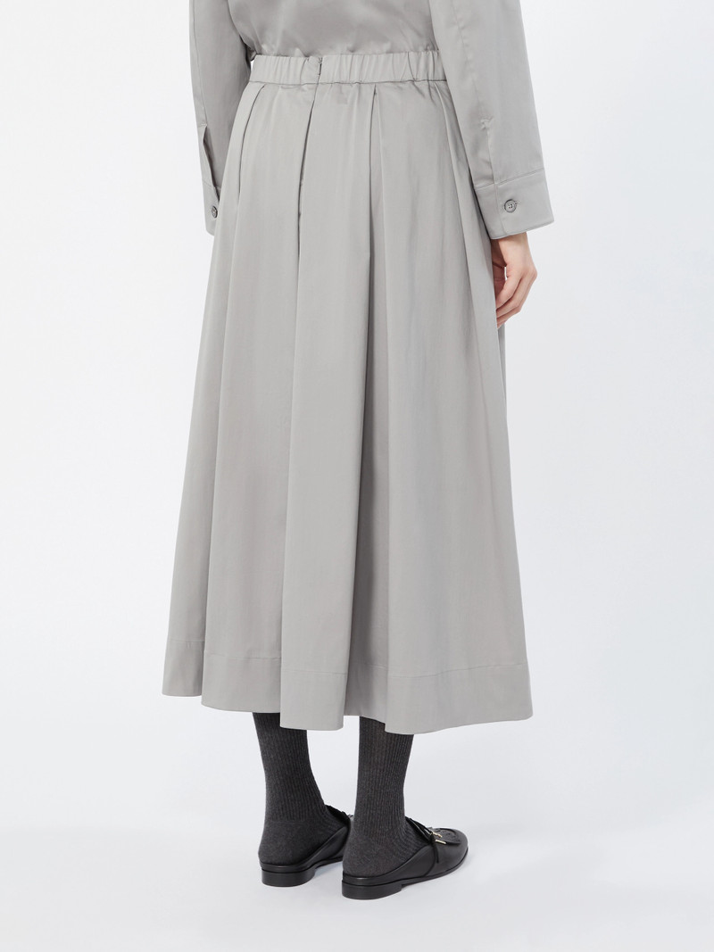 TESORO Cotton satin pleated midi skirt - LIGHT GREY 4