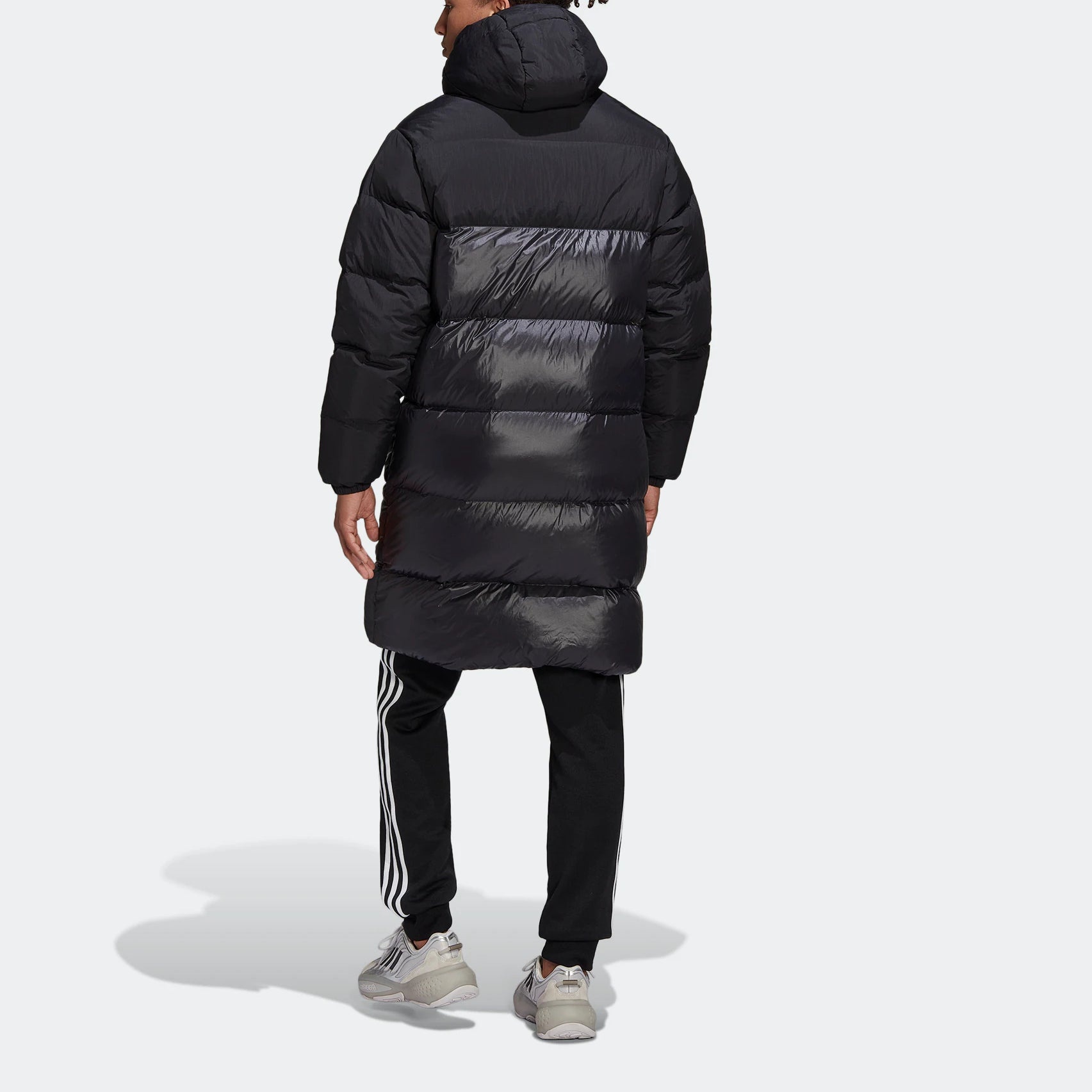 Adidas originals black long puffer jacket on sale