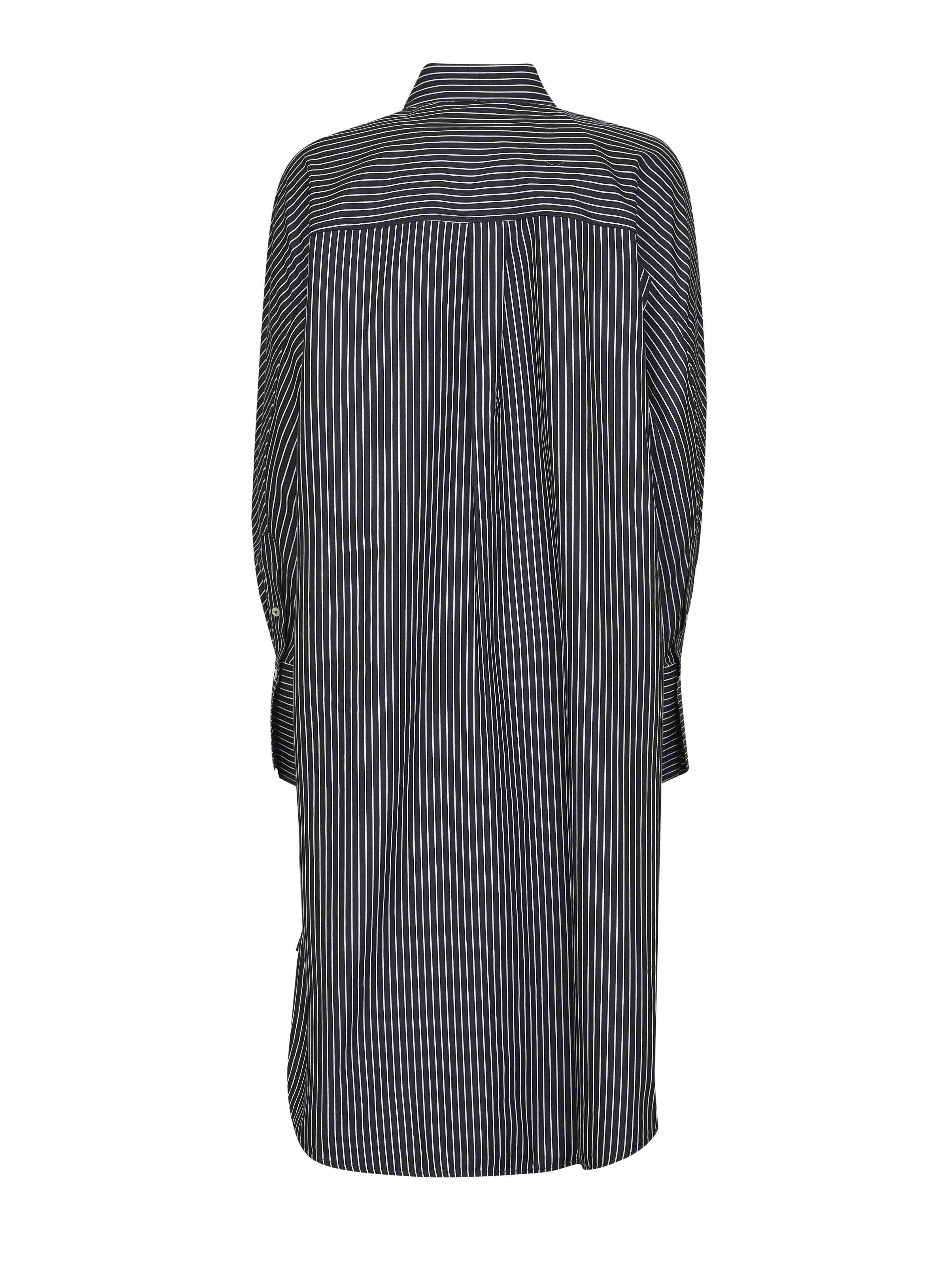 Black and white striped cotton shirt dress - 2