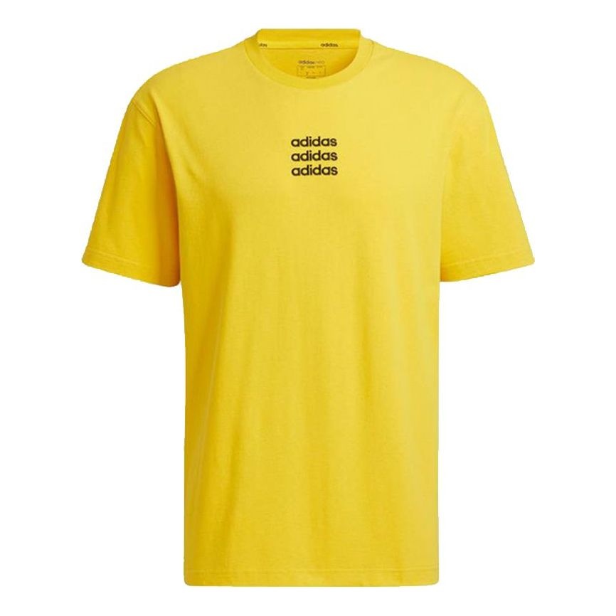 adidas adidas neo Casual Breathable Sports Short Sleeve Yellow
