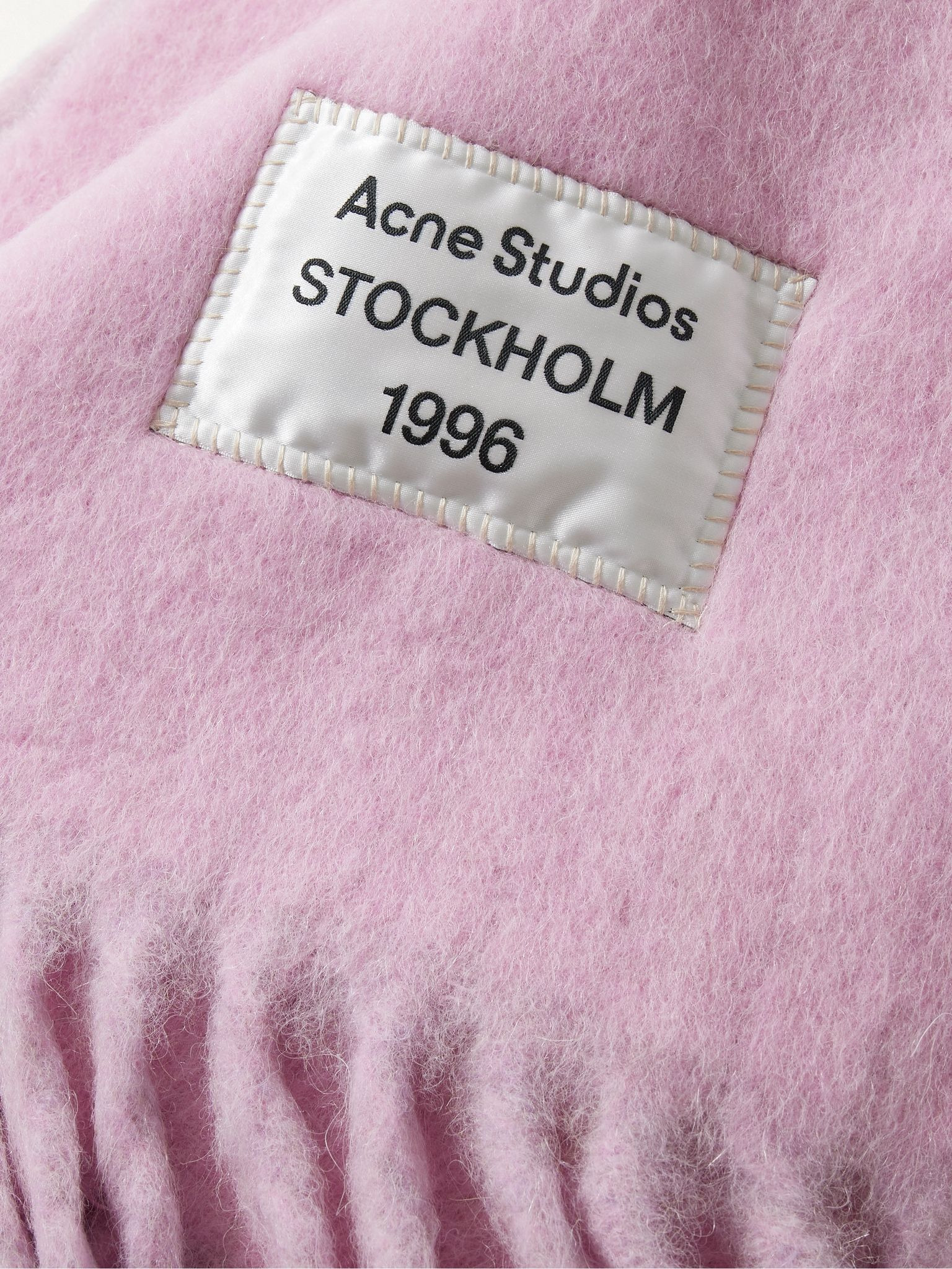 Volly Colour-Block Fringed Logo-Appliquéd Alpaca-Blend Scarf Pink - 3