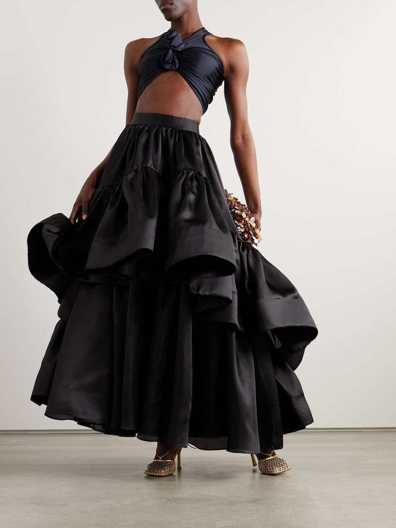 CHRISTOPHER JOHN ROGERS Ruffled silk-satin maxi skirt outlook