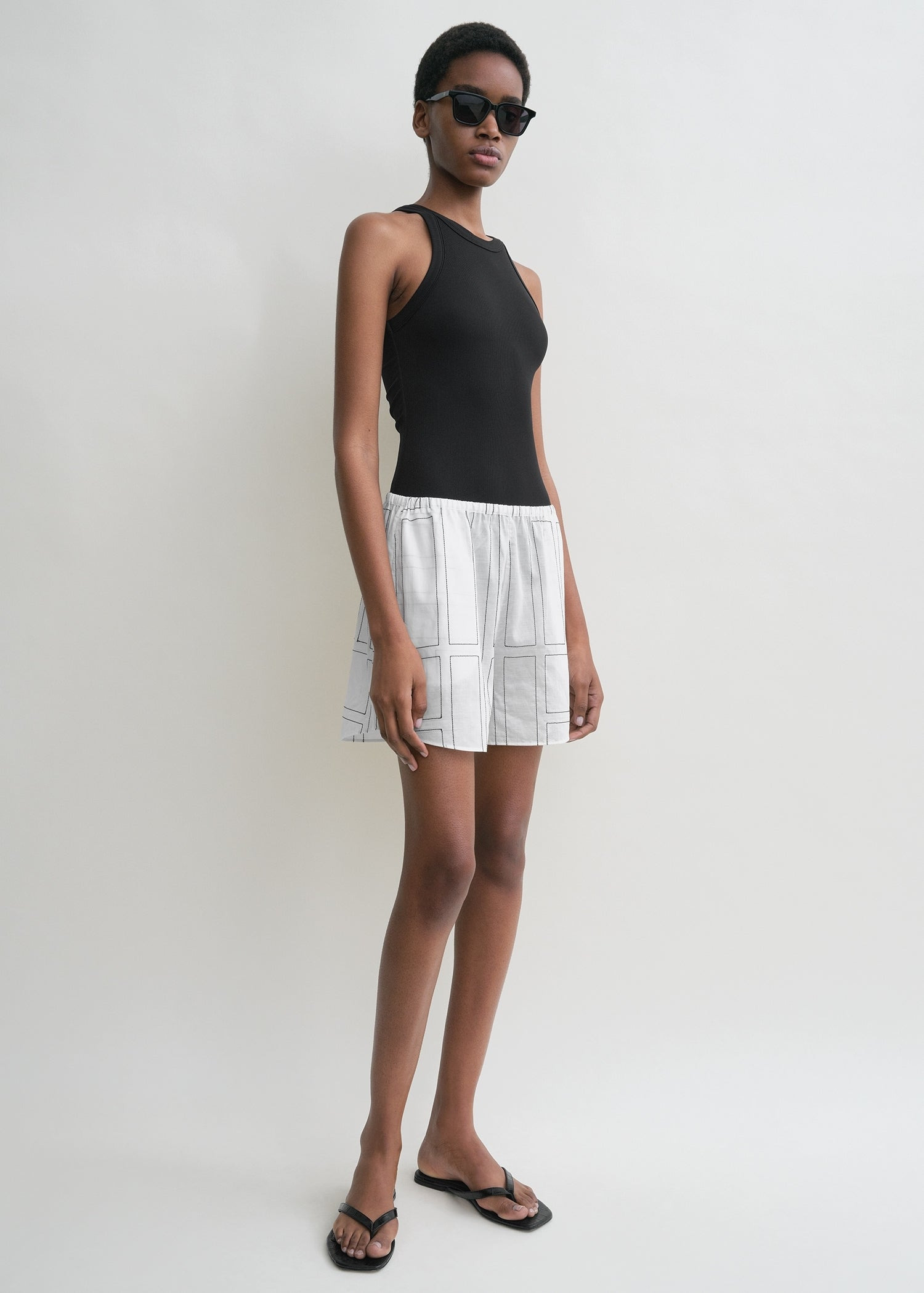 Monogram cotton pj shorts white/black - 3