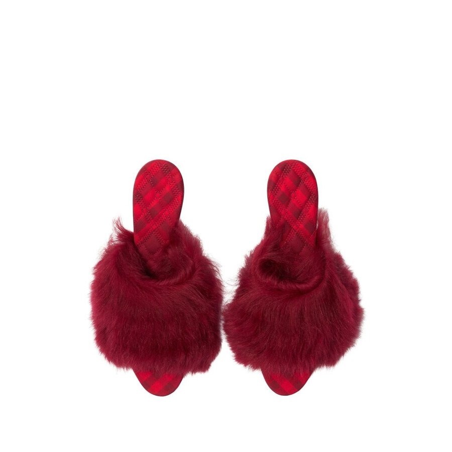 Burberryminnie 65MM Heel Open-Toe Shearling Sandals - 4