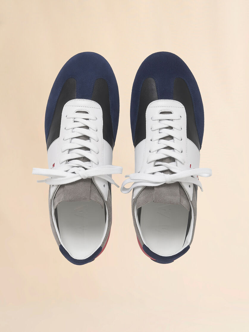BLACK LEATHER AND MULTICOLOUR SUEDE SNEAKER - 4