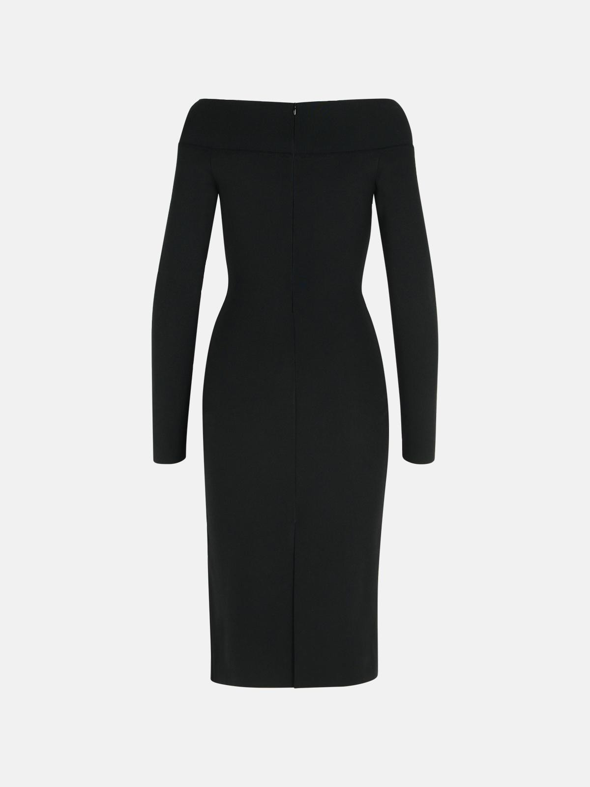 BLACK VISCOSE BLEND DRESS - 3
