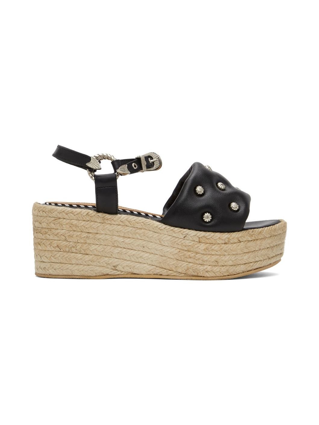 Black Wedge Sandals - 1