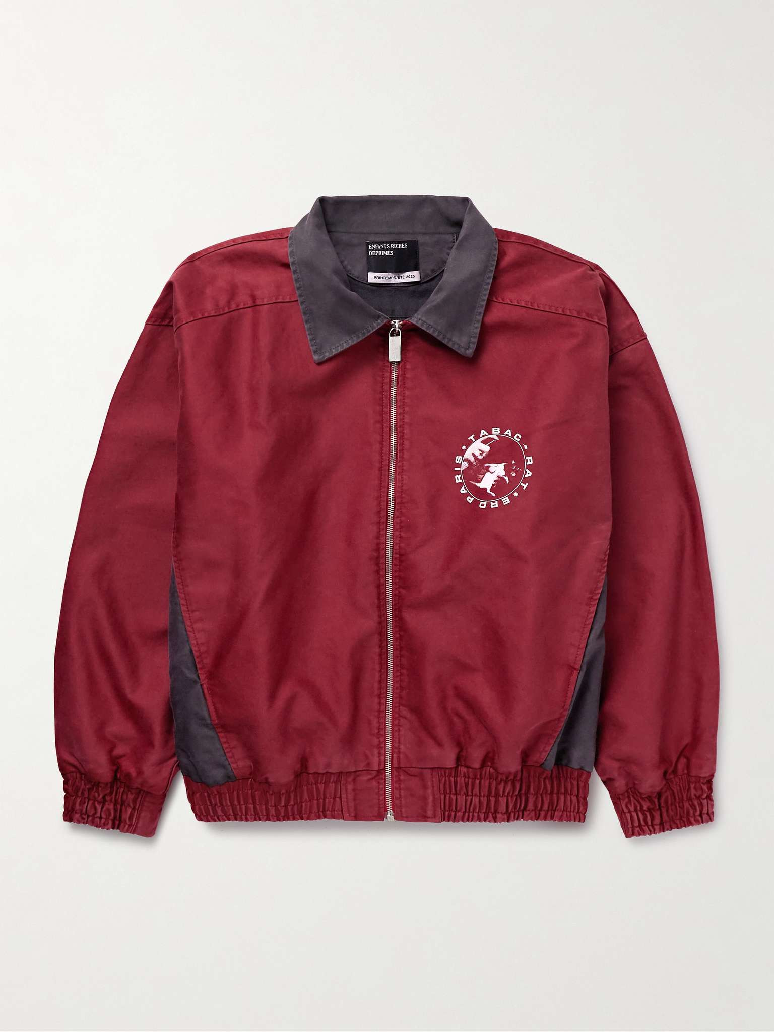 Tabac Rat Logo-Print Colour-Block Cotton-Moleskin Track Jacket - 1