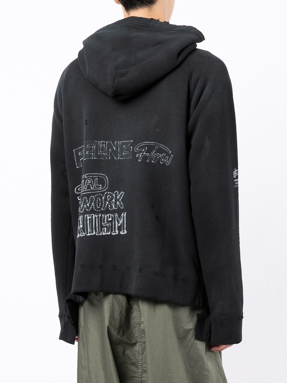 distressed-detail hoodie - 4