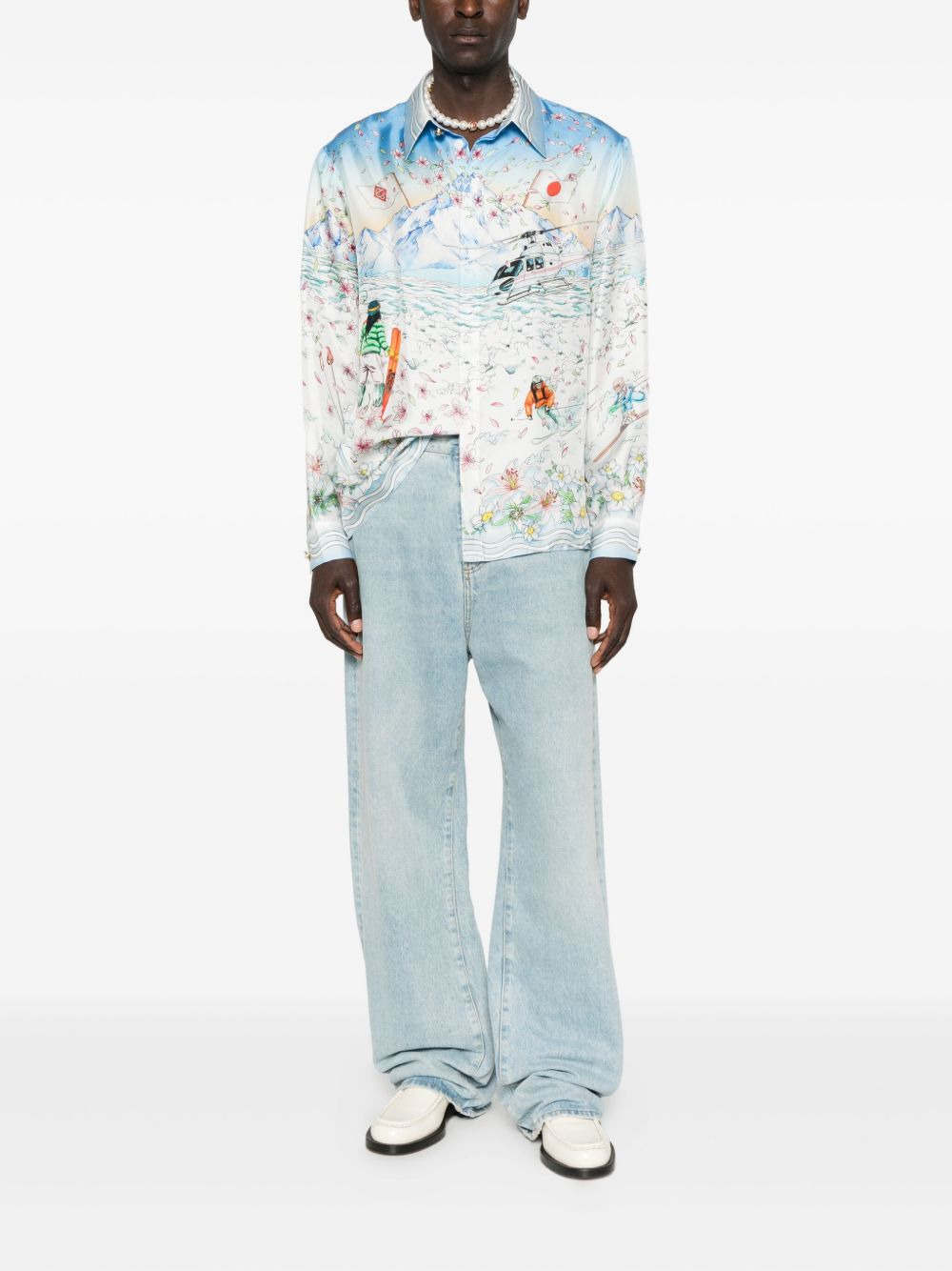 long-sleeve graphic-print shirt - 2