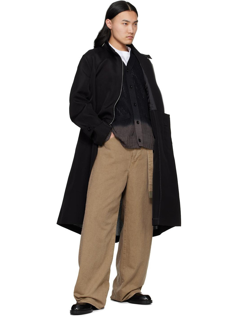 sacai Black Double-Faced Silk Cotton Coat outlook