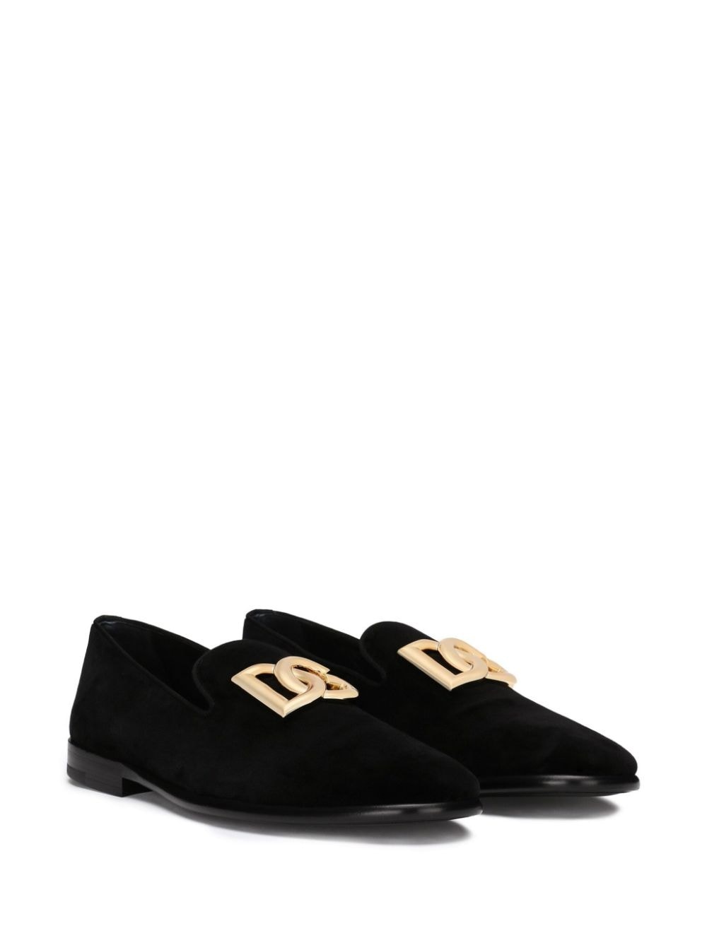 logo-plaque velvet slippers - 2