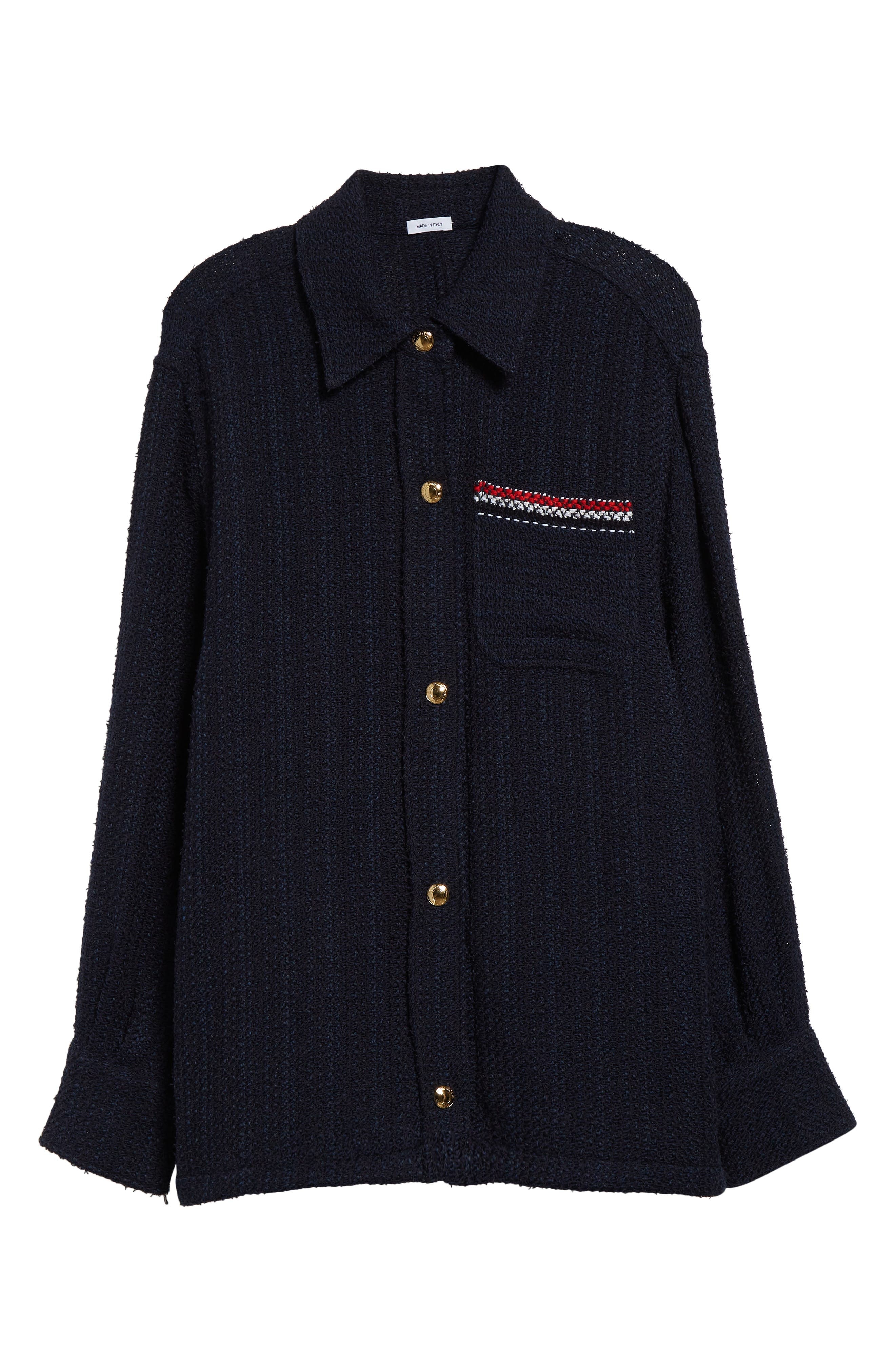 Thom Browne Tweed Shirt Jacket in Navy at Nordstrom - 7