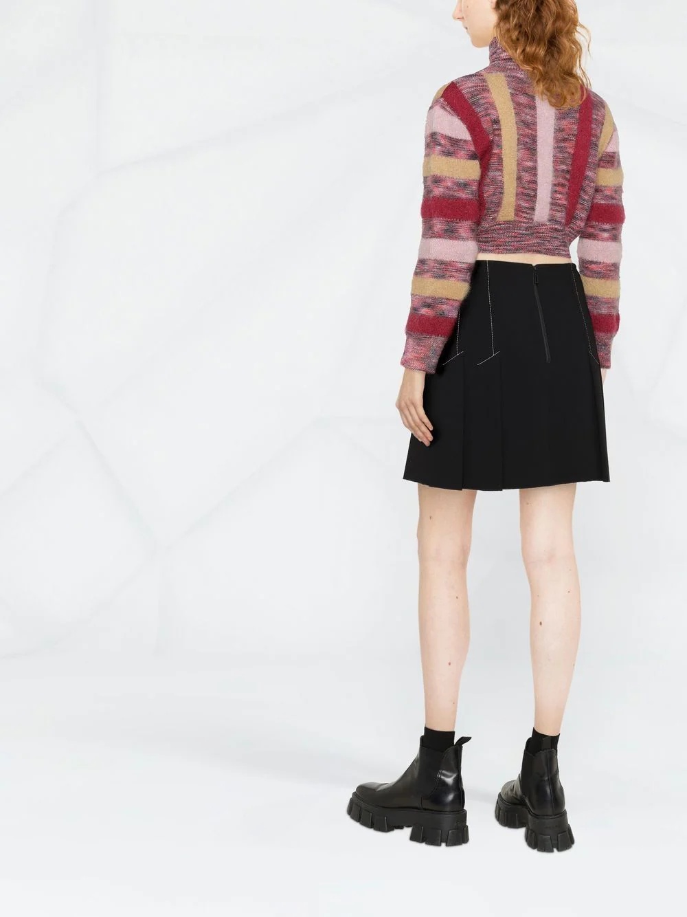 striped roll-neck crop jumper - 3