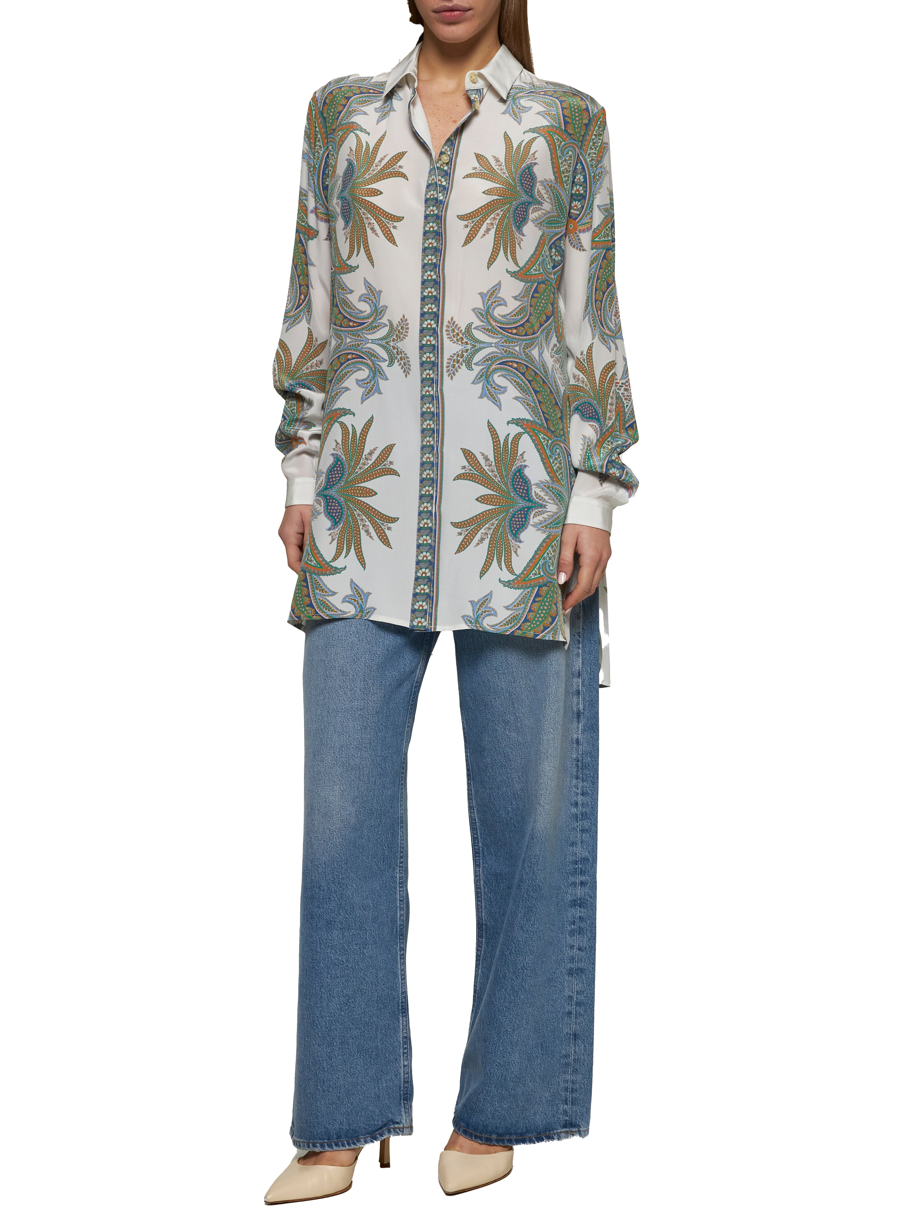 White Paisley print crêpe de Chine shirt - 2