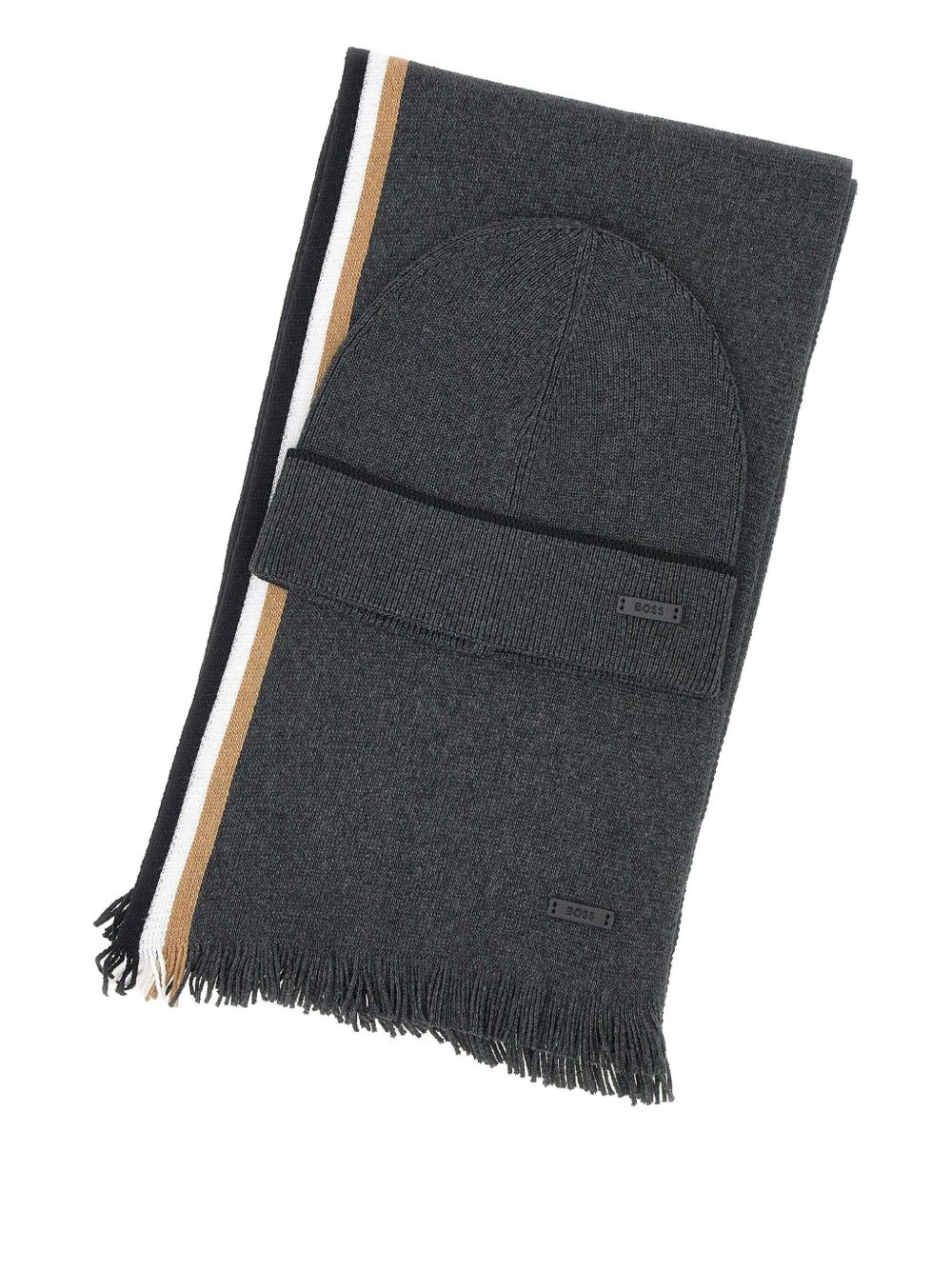 stripe-detail hat set - 2