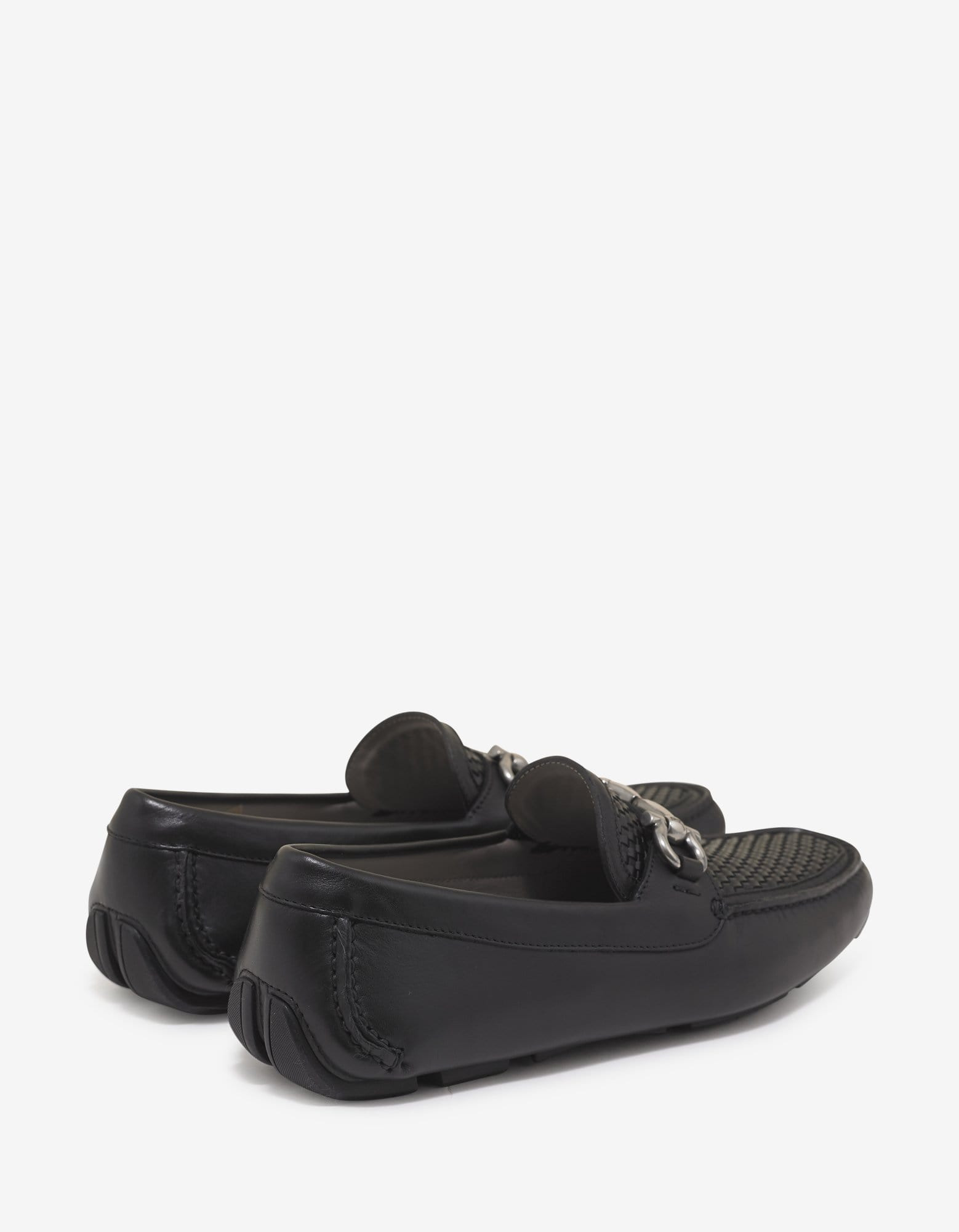 Salvatore Ferragamo Black Parigi Basket Weave Driving Shoes - 5
