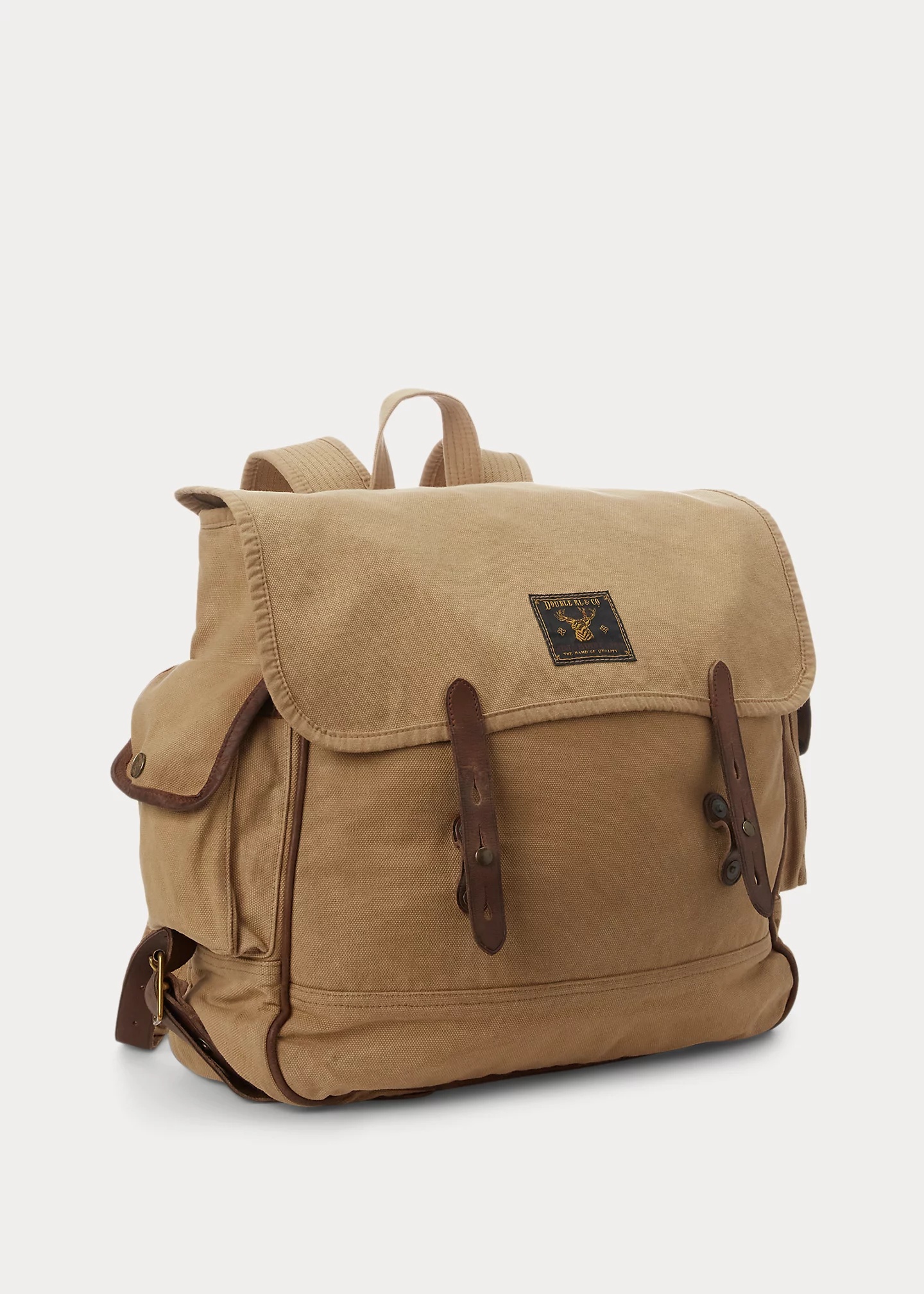 Leather-Trim Canvas Backpack - 2