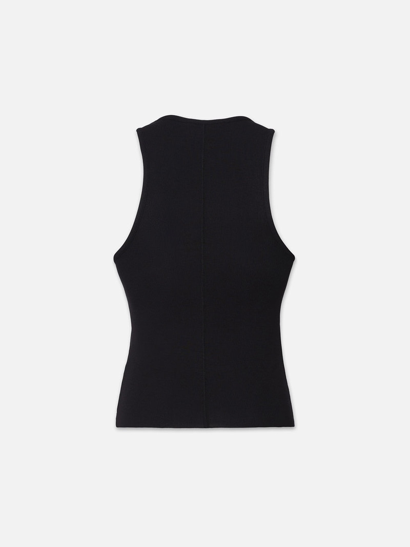 FRAME Rib Scoop Neck Tank in Black outlook