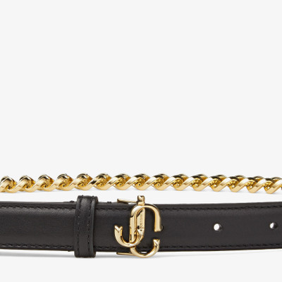 JIMMY CHOO JC Chain
Black Soft Shiny Calf Leather and Chain Belt with Light Gold JC Emblem outlook