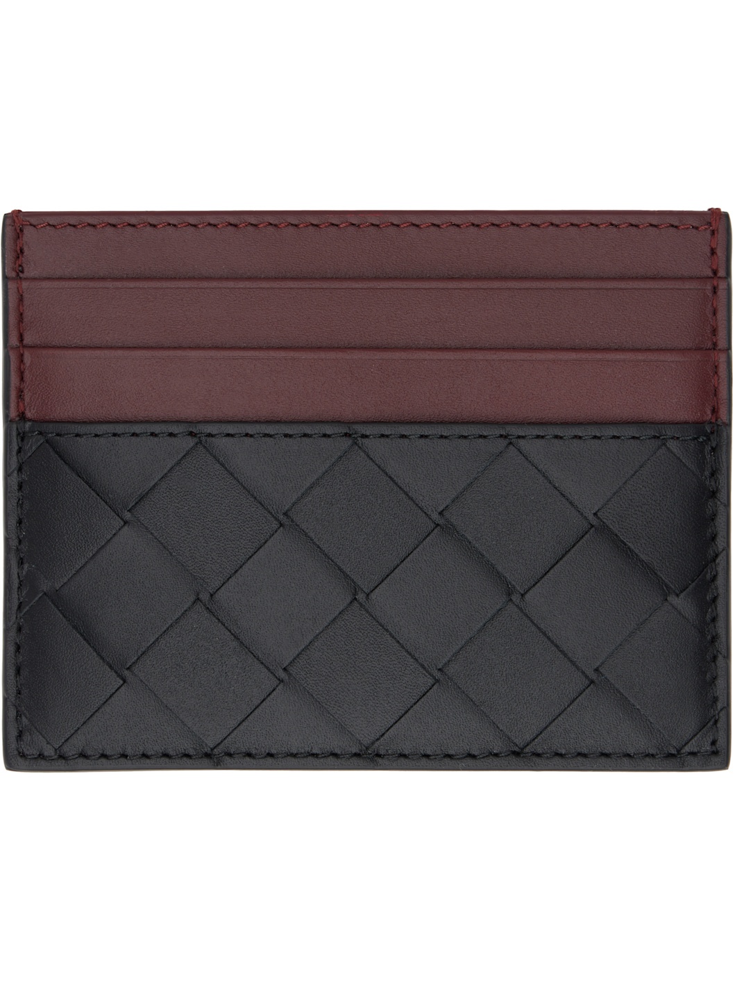 Black & Brown Intrecciato Credit Card Holder - 2