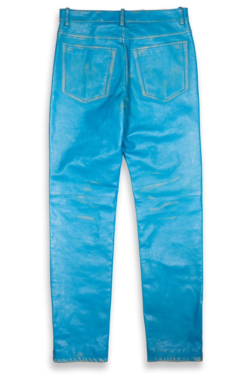 Jil Sander Jil Sander Distressed Leather Biker Pants Neptune Blue outlook