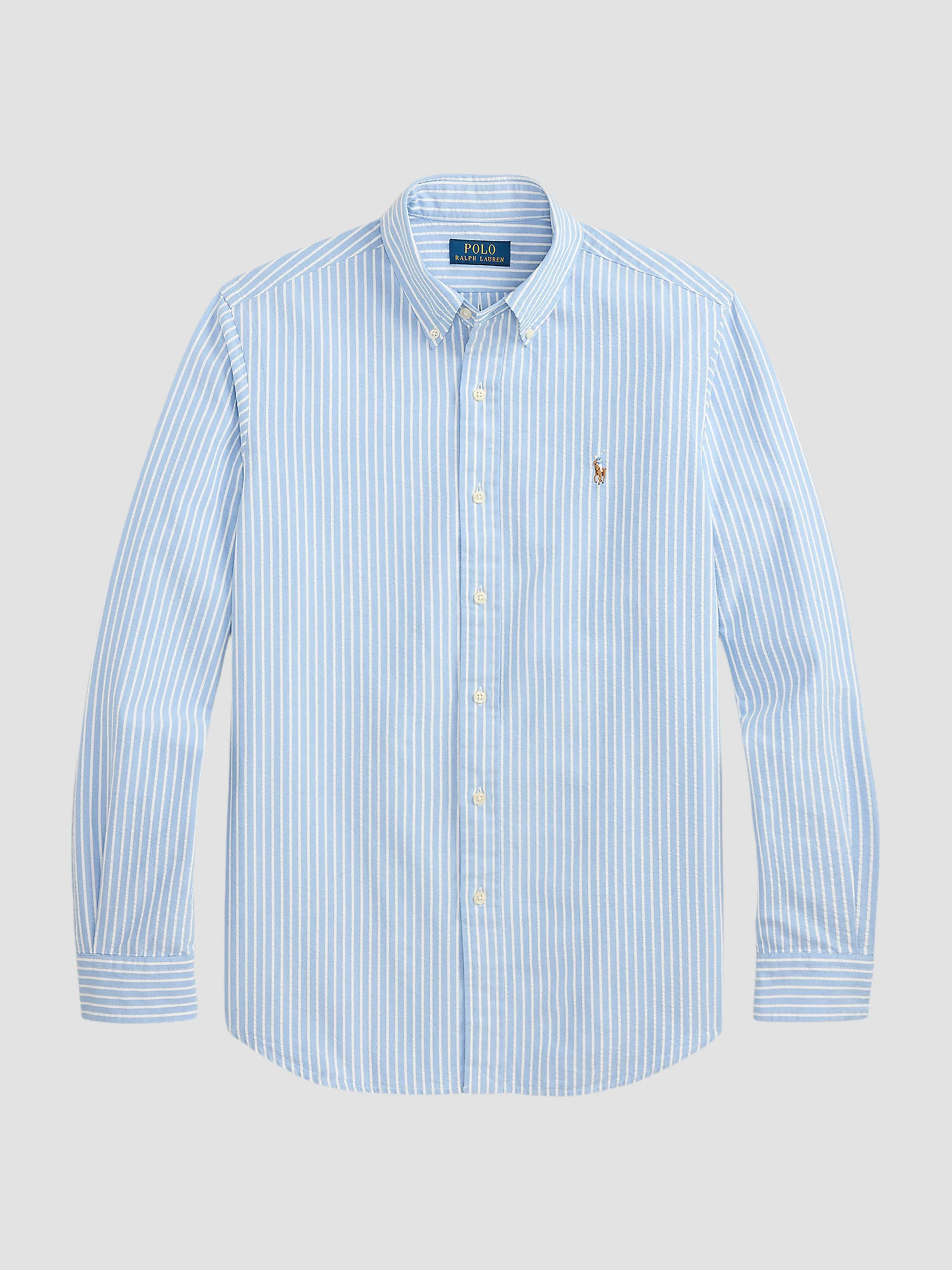Men's Seersucker Oxford Shirt - Blue White - 1
