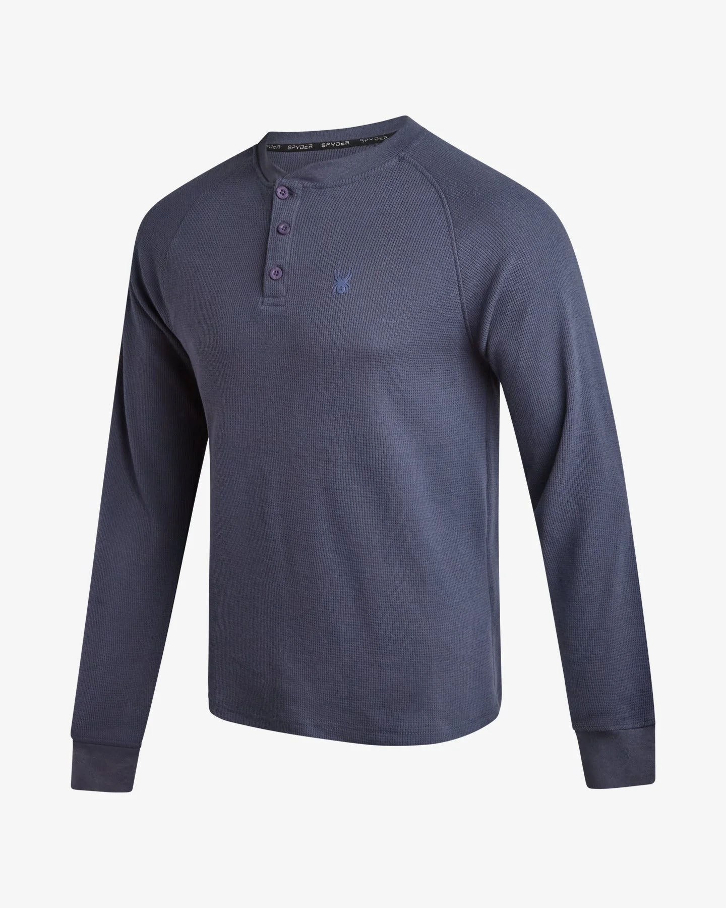 Men's Waffle Long Sleeve Henley - Midnight Blue - 1