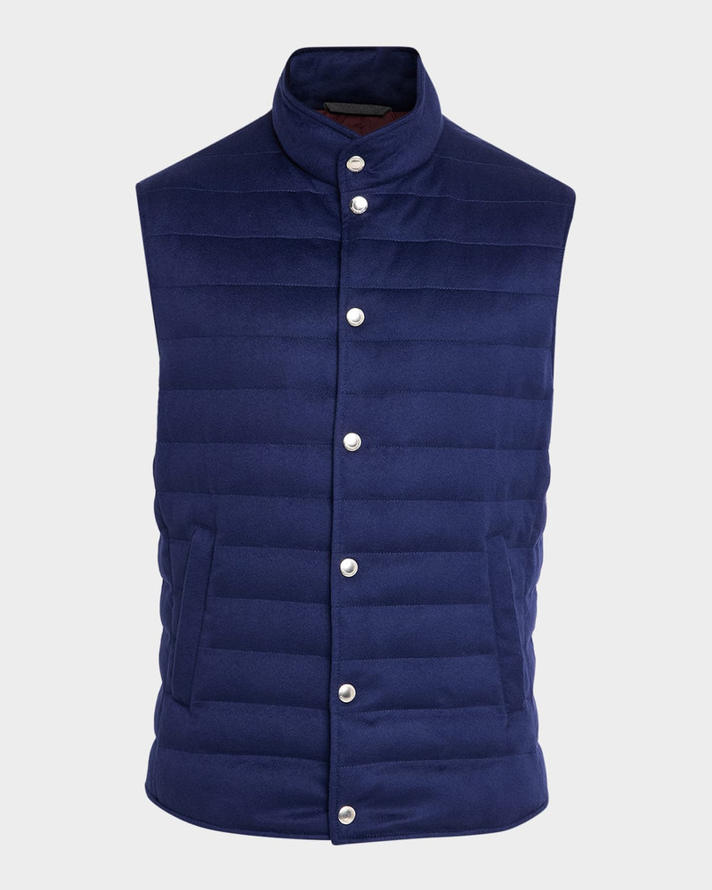 Men's Cashmere Padded Down Snap-Front Vest 1