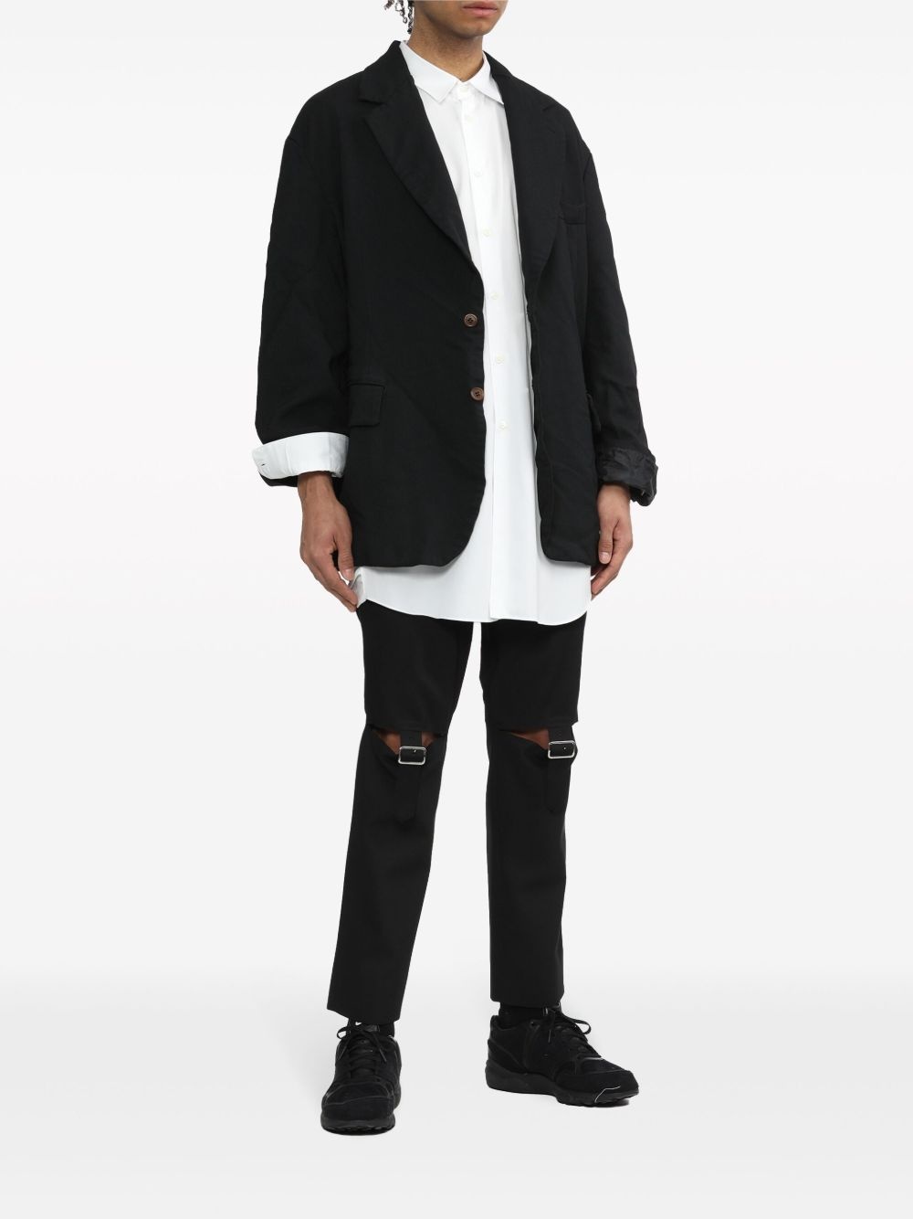 strap-detail straight-leg trousers - 2