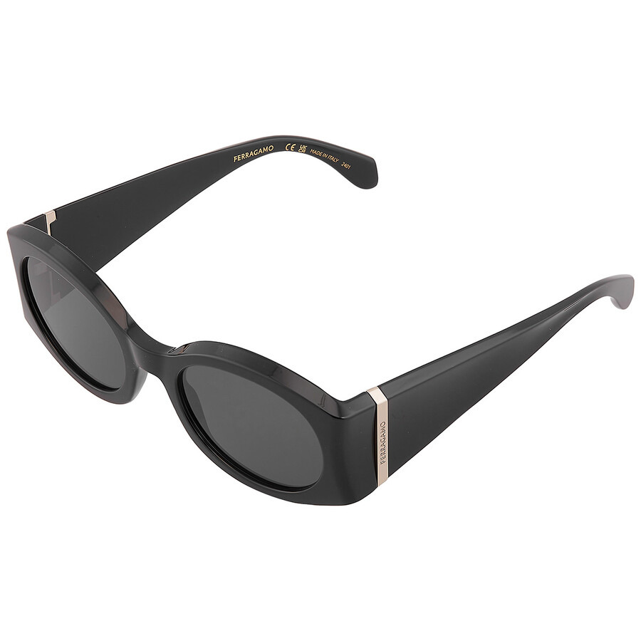 Salvatore Ferragamo Dark Grey Oval Ladies Sunglasses SF2008S 001 55 - 4