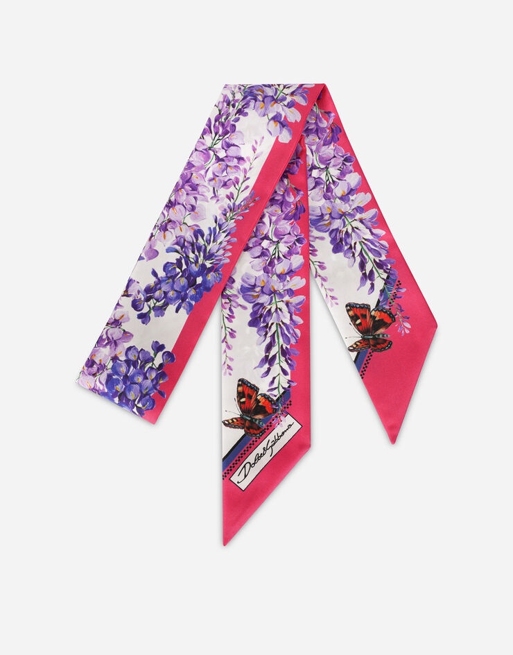 Wisteria-print twill headscarf - 1