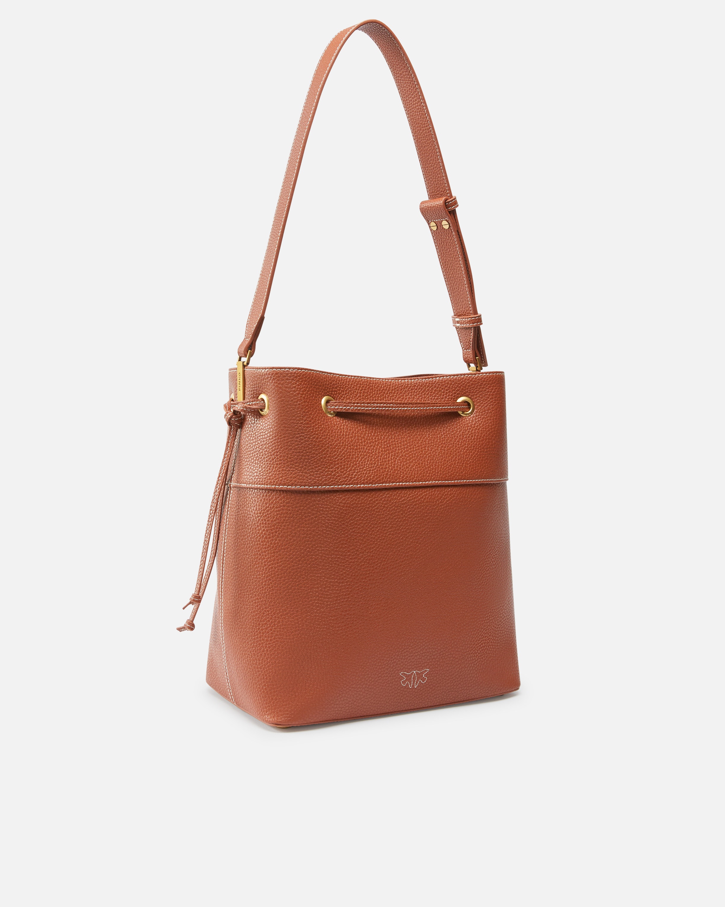 LEATHER BUCKET BAG WITH SHOULDER STRAP - 2