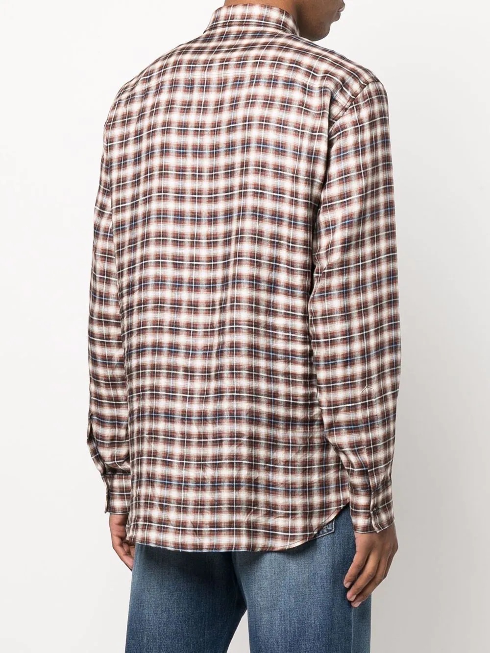 logo-print checked shirt - 4