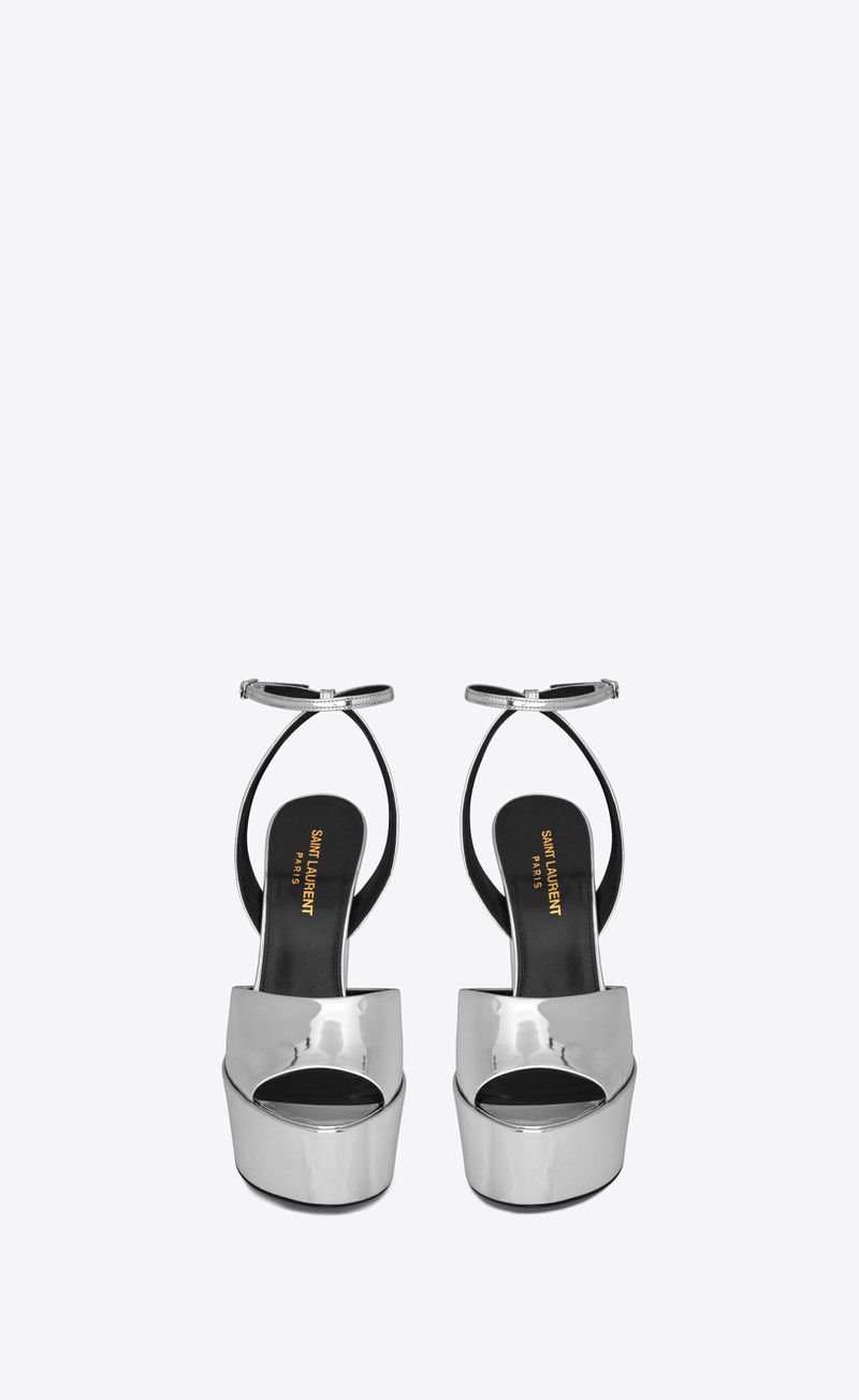 SAINT LAURENT jodie platform sandals in reflective leather outlook