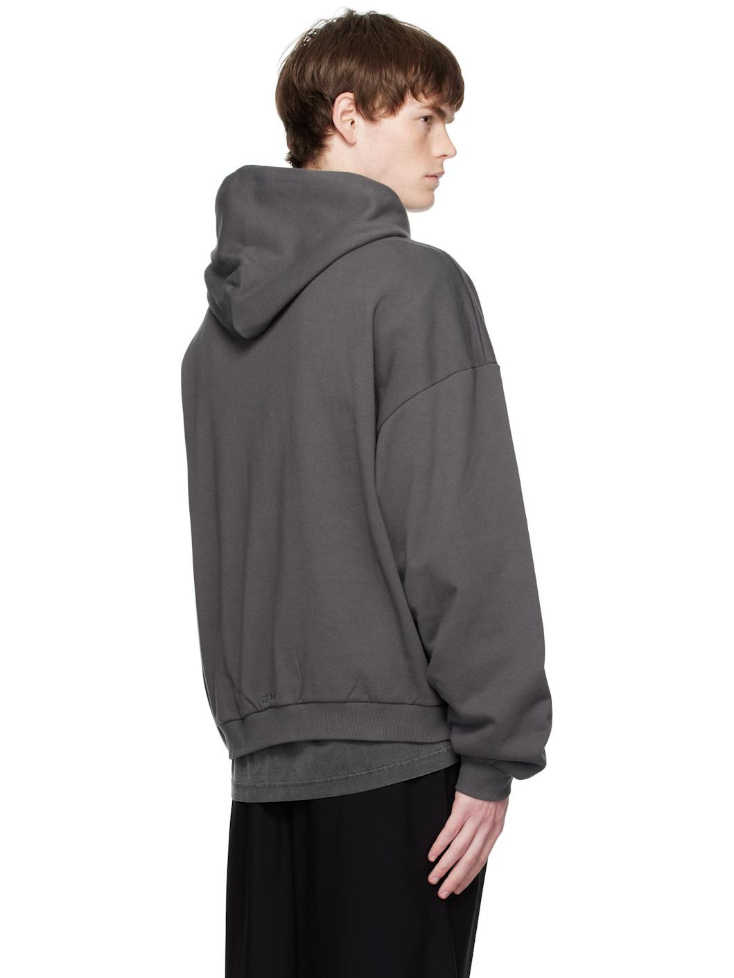 Gray Multi Logo Print Hoodie - 3