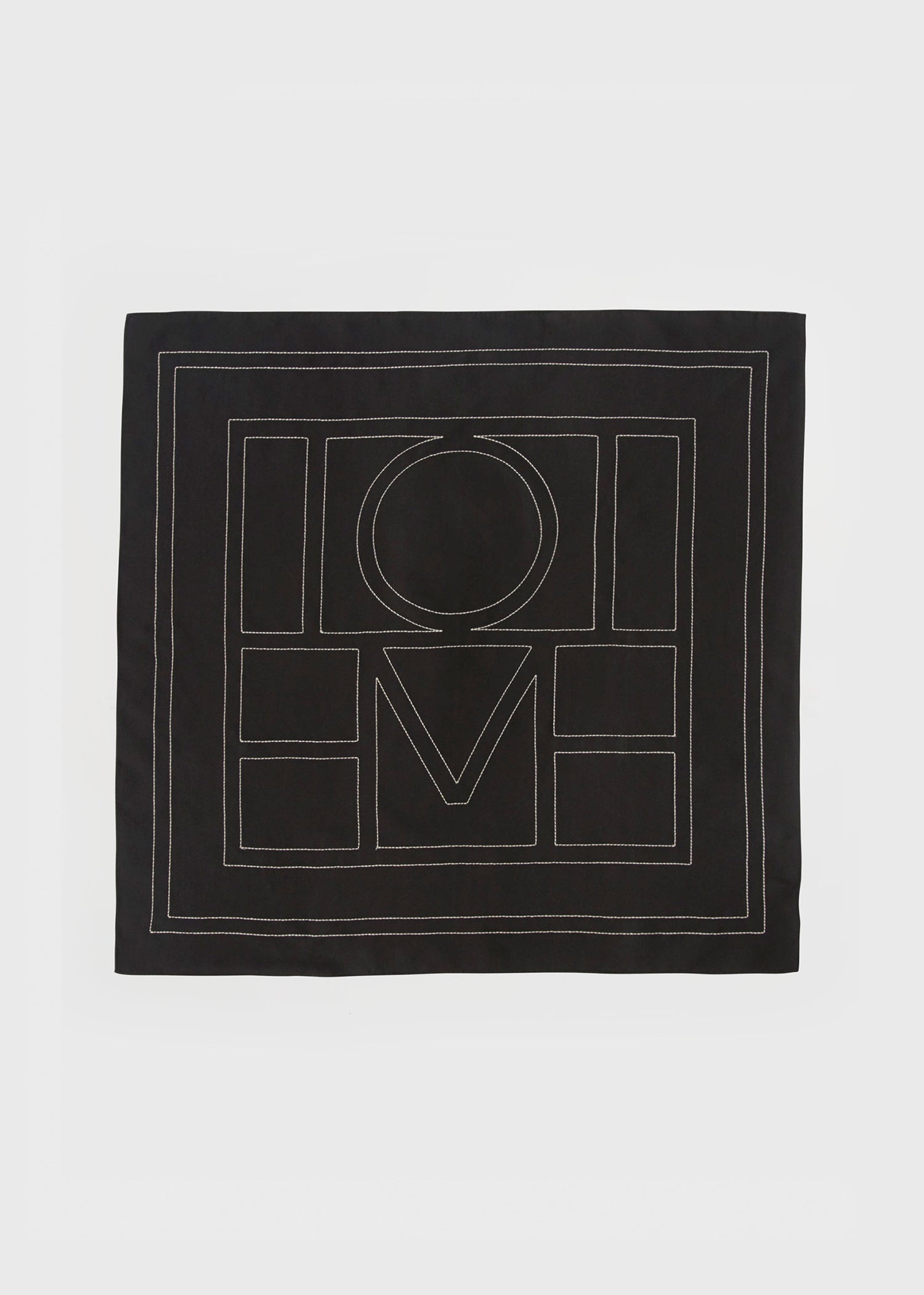 Embroidered monogram silk scarf black - 3