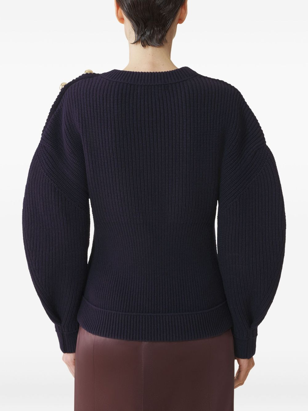 ribbed-knit button-detail sweat - 4