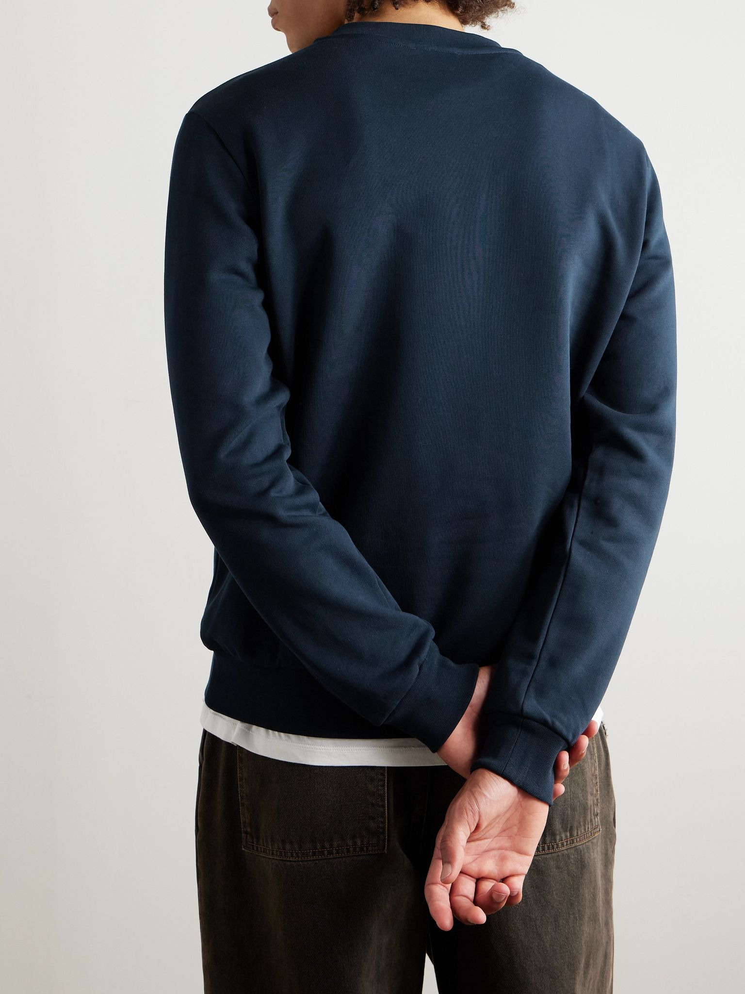 Logo-Embroidered Organic Cotton-Jersey Sweatshirt Navy - 4