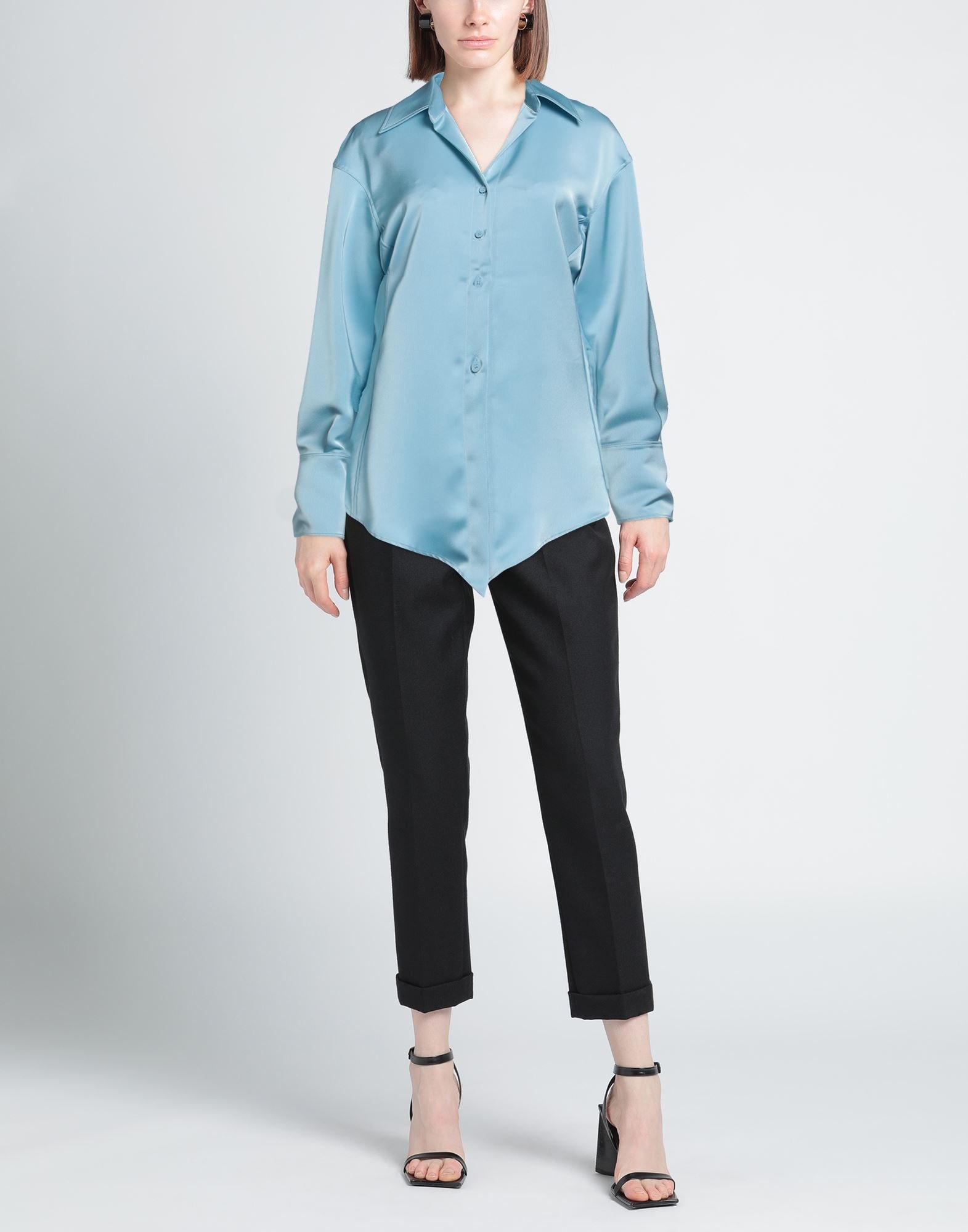 Sky blue Women's Solid Color Shirts & Blouses - 2