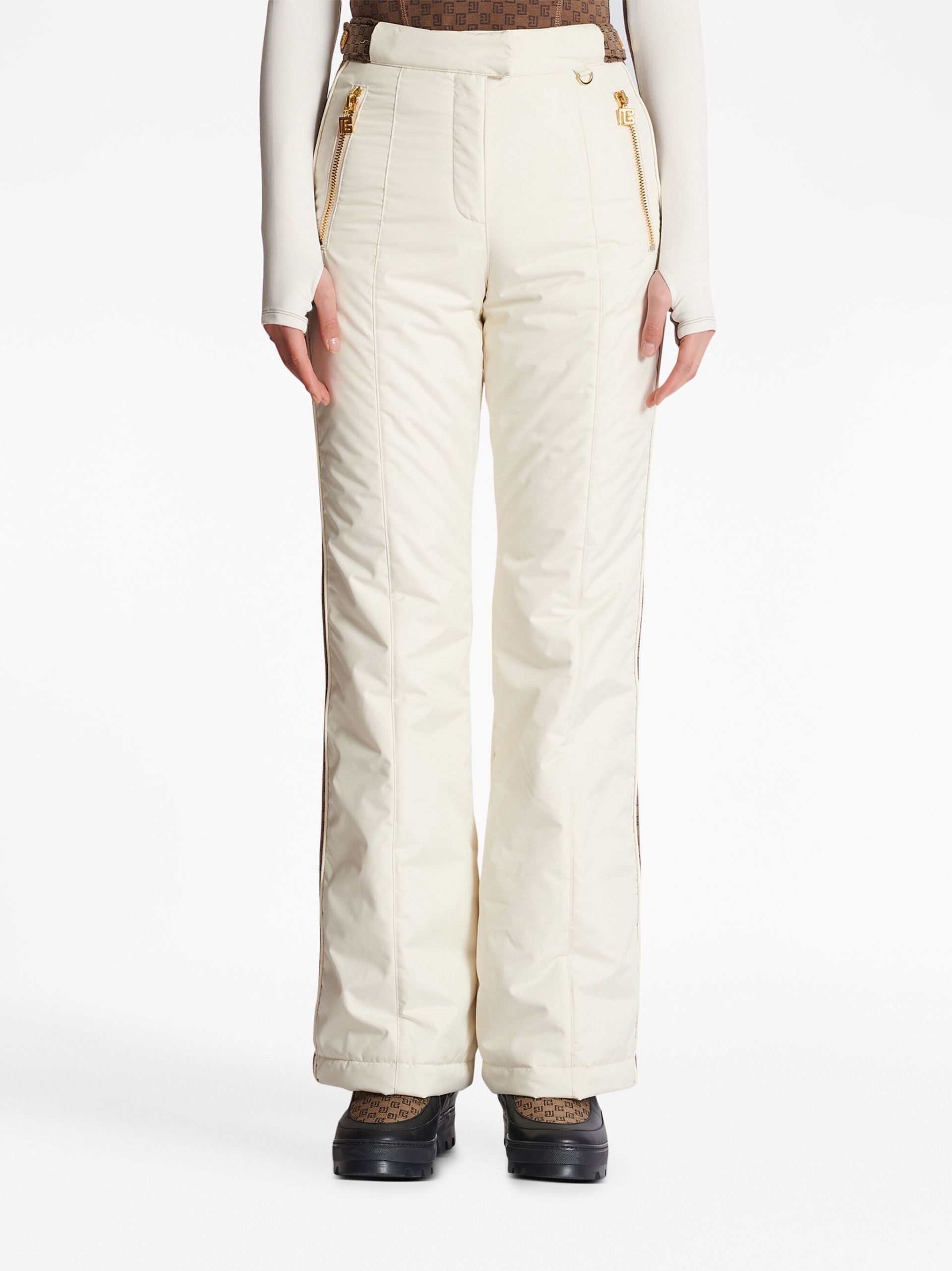 White Flared Monogram Ski Trousers - 5